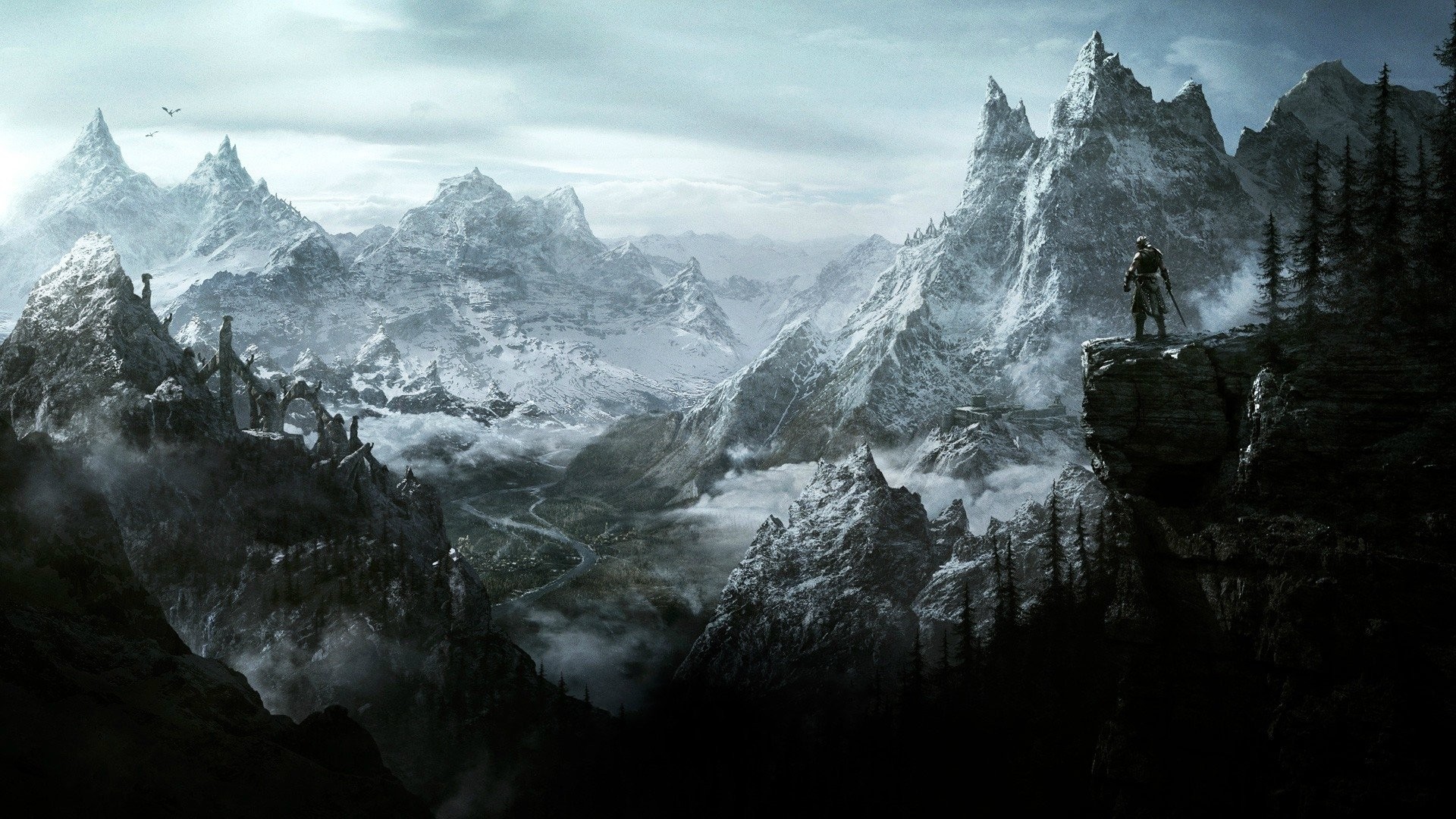 Papeis de parede 2560x1440 The Elder Scrolls V: Skyrim Cavalo Tenegrin Jogos  Fantasia baixar imagens