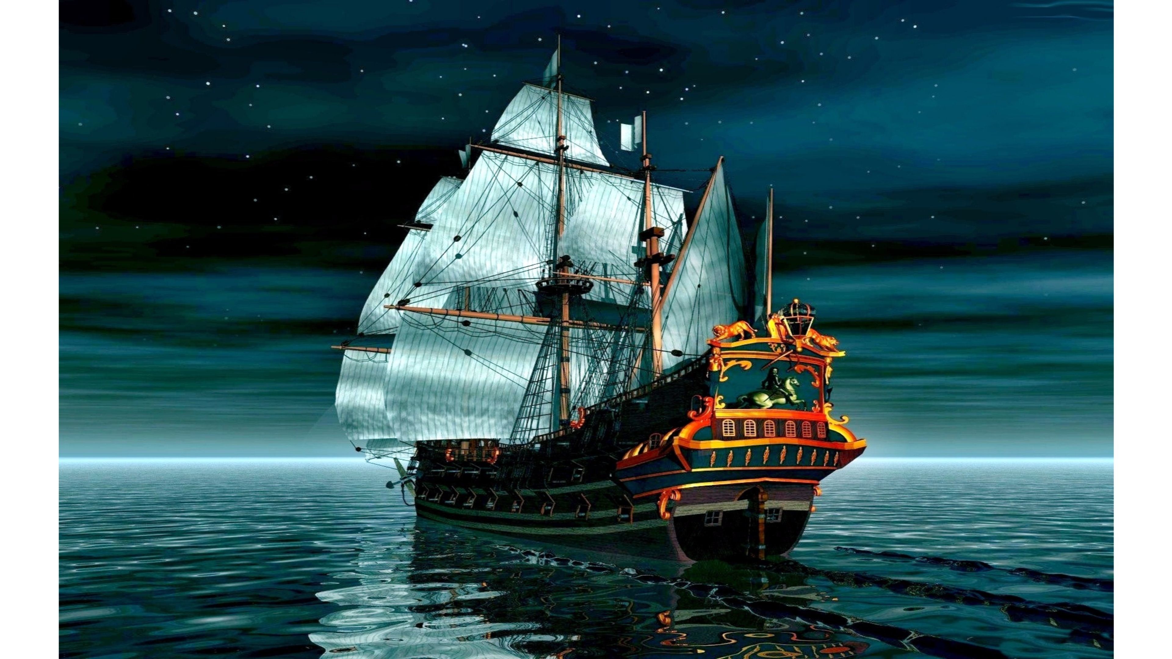 Pirate Ship 3D 4K Wallpapers 3840x2160