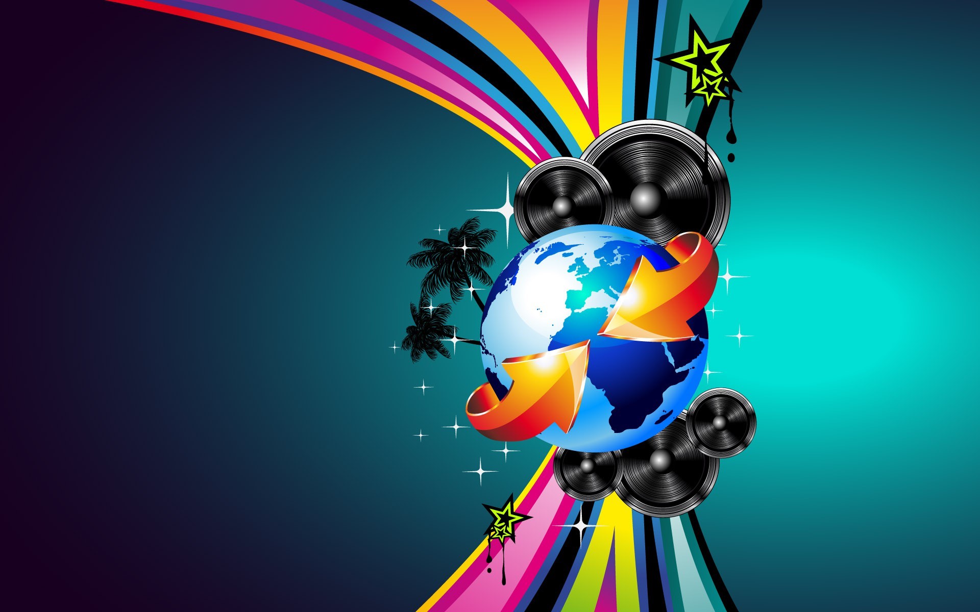 3d abstract music world disc star 1920x1200
