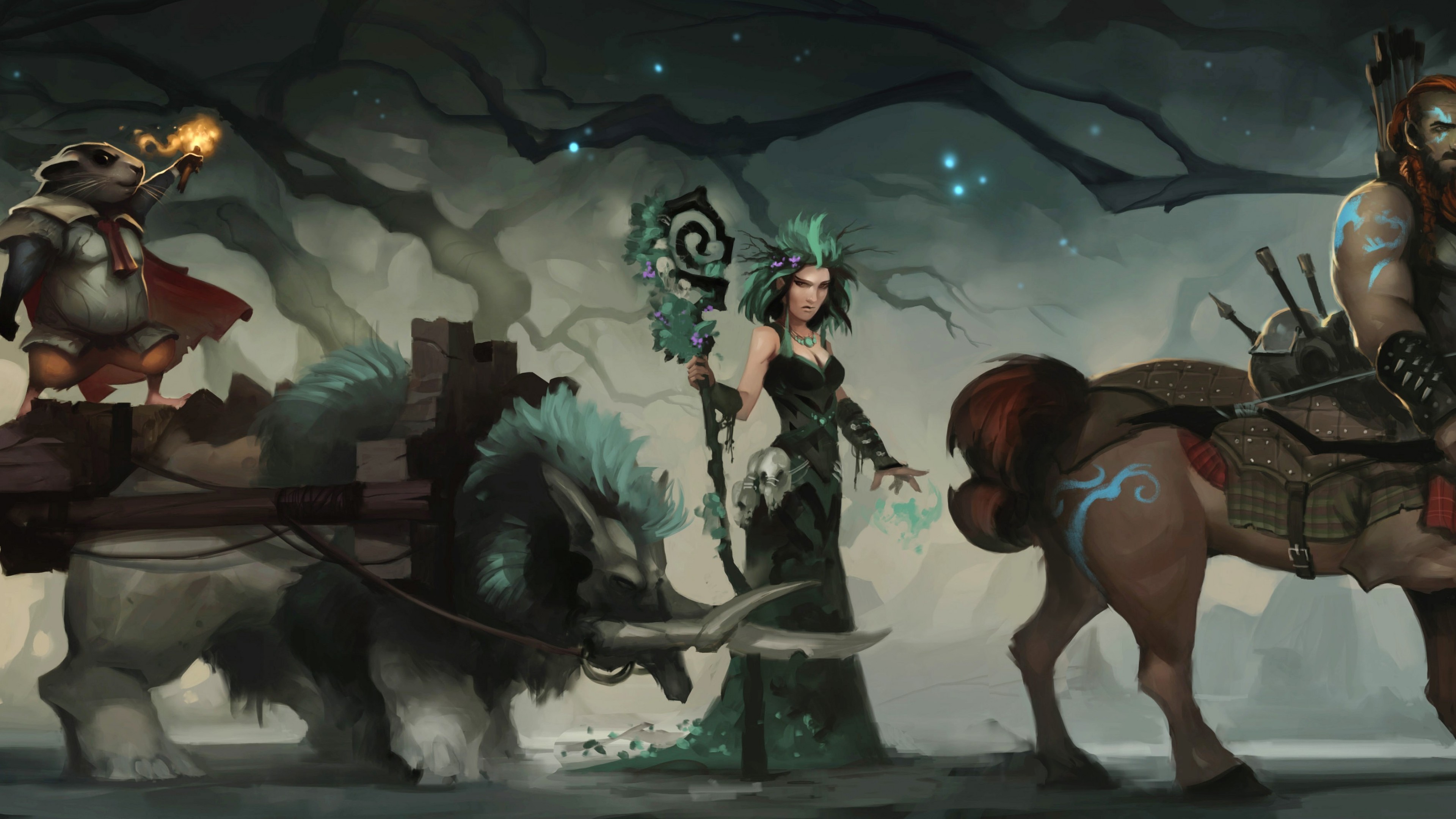 Crowfall 2015 Game Fantasy Forest Green Tree Centaur Wallpaper 3840x2160.