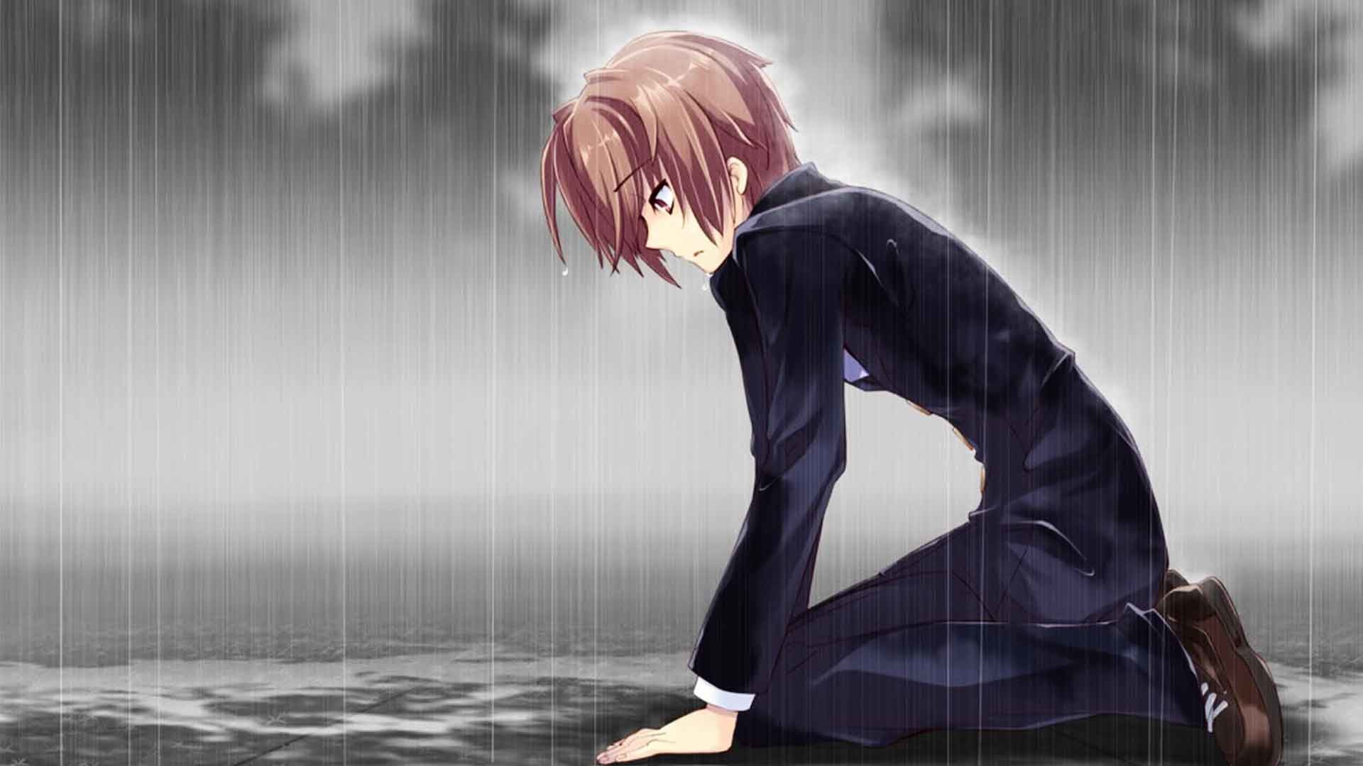 sad anime boy crying