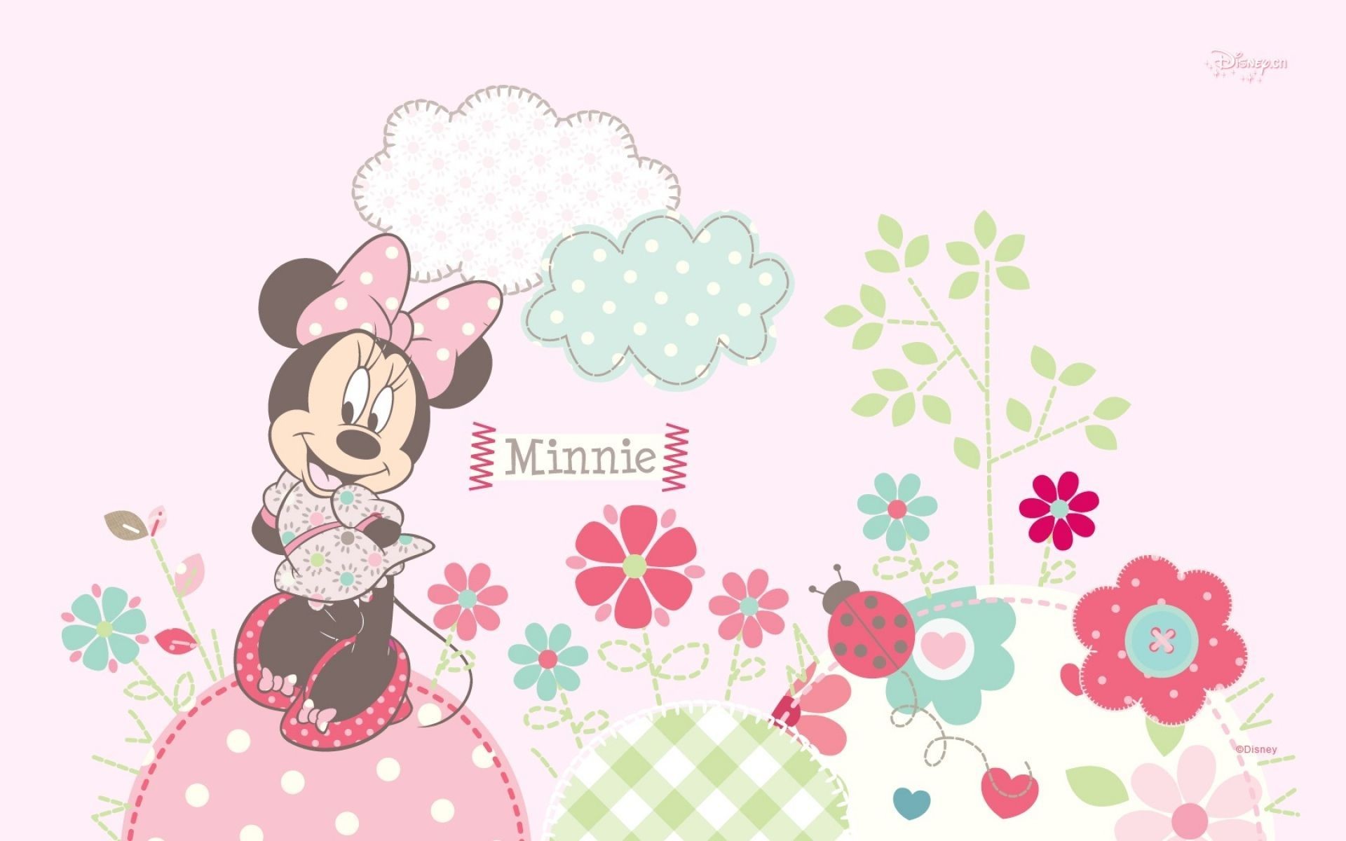 Minnie Mouse With Background Of Pink And White Glitters HD Minnie Mouse  Wallpapers  HD Wallpapers  ID 55986