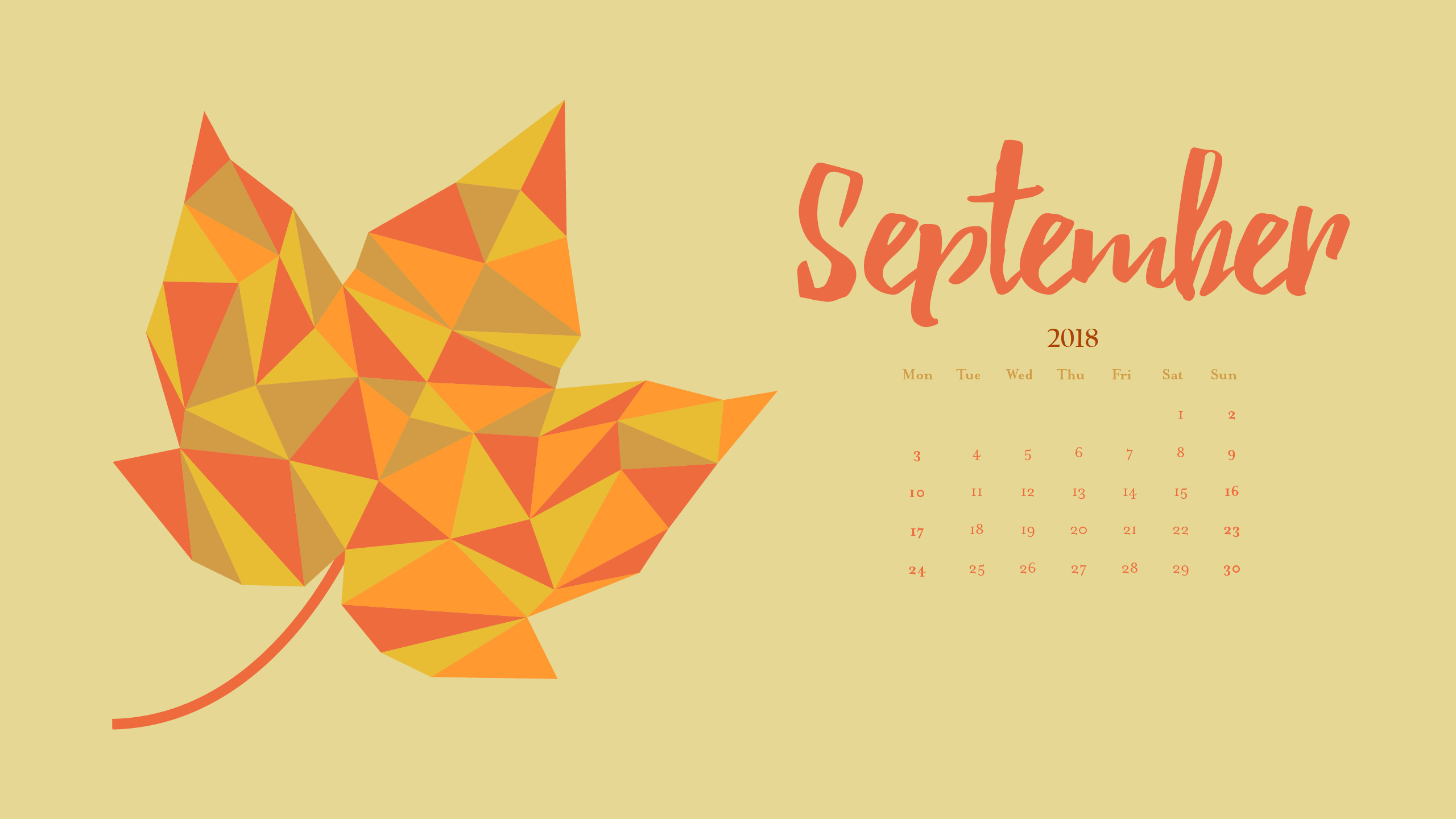 Beautiful September 2018 Calendar