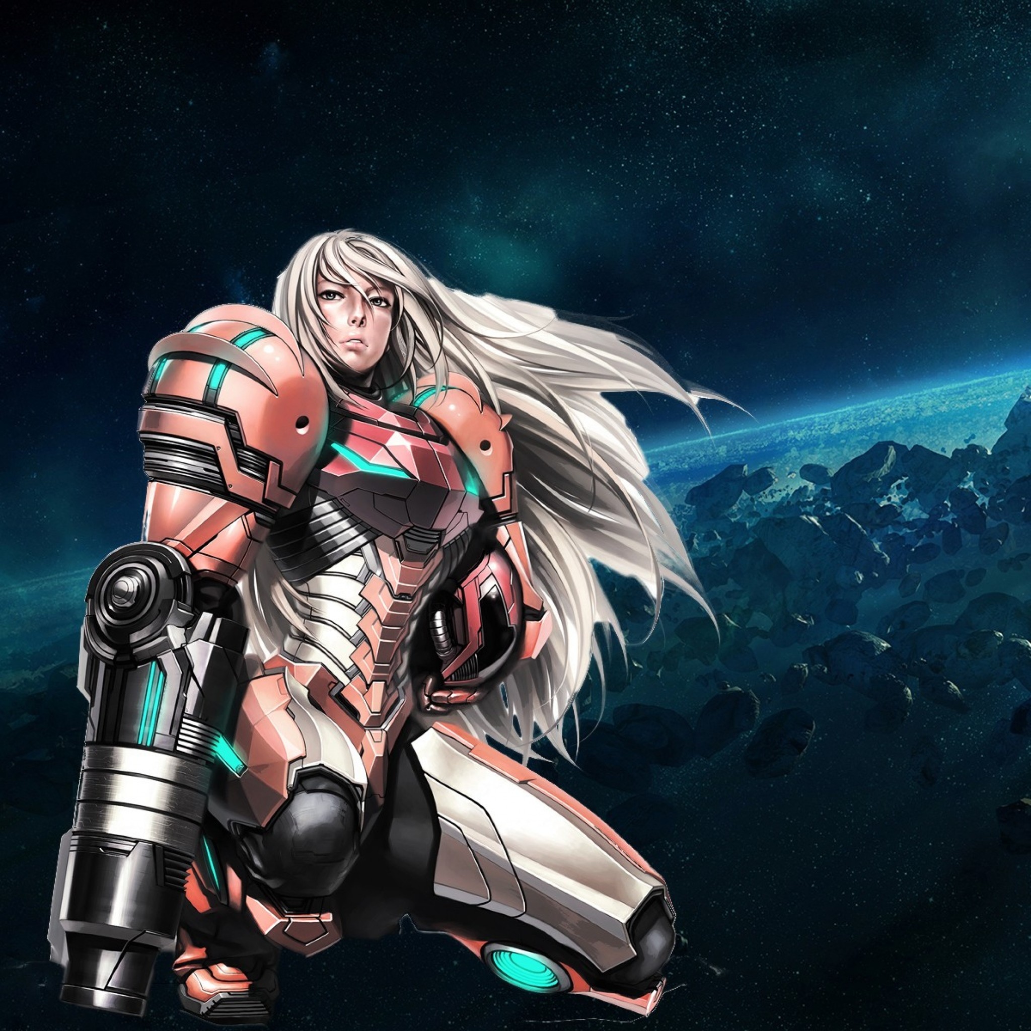 2048x2048 Wallpaper samus aran, metroid, girl, armor 2048x2048