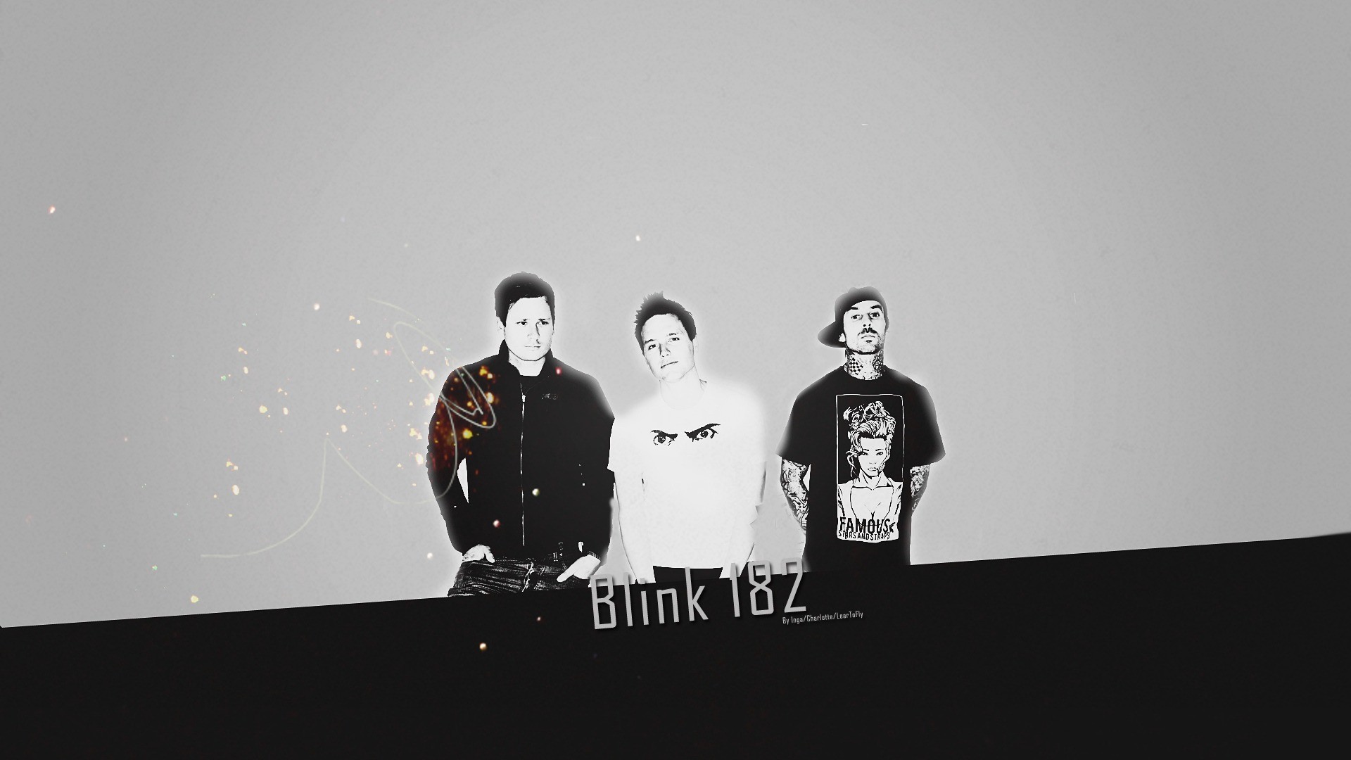 1920x1080 Wallpaper blink-182, background, letters, spots, silhouettes 1920x1080
