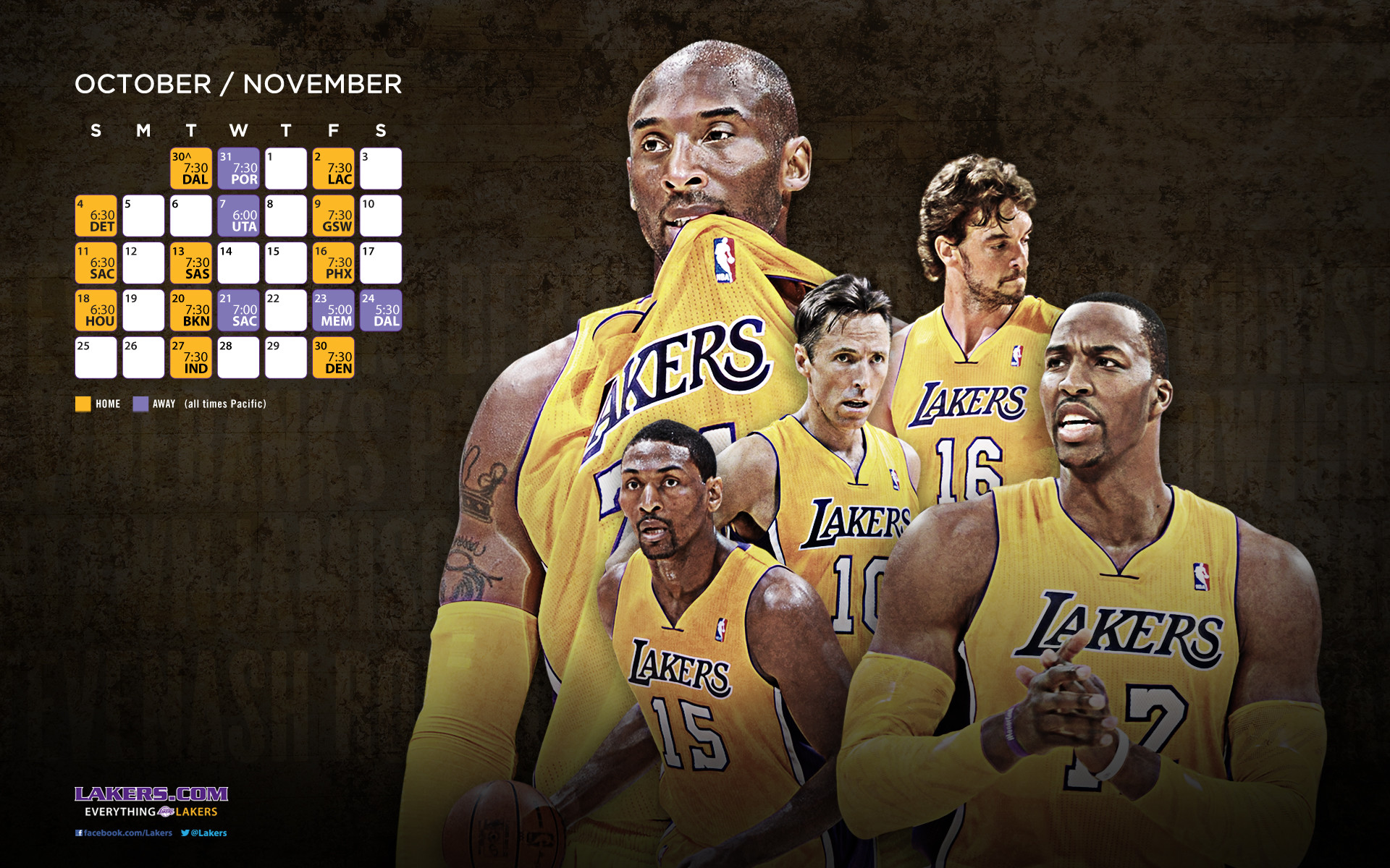 Los Angeles Lakers Big 4 2560×1440 Wallpaper