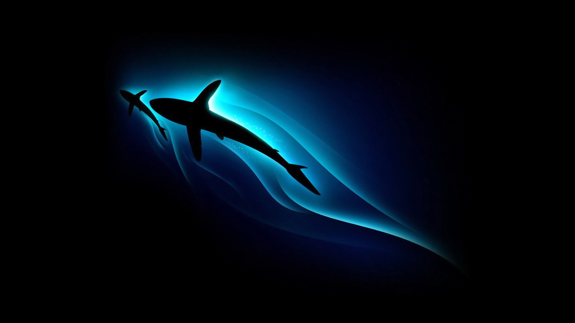 pin Drawn wallpaper blue shark #7 1920x1080
