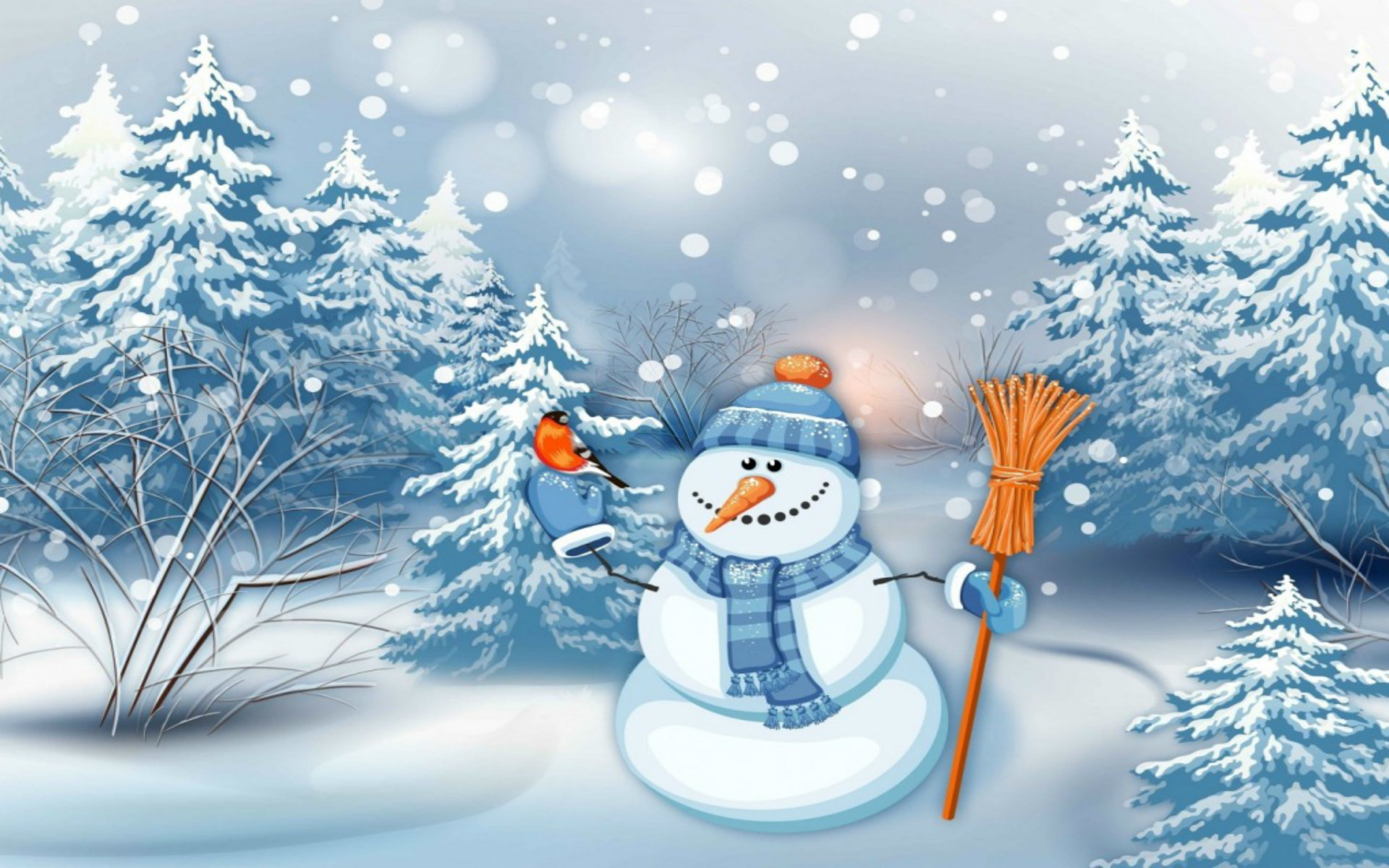 Merry Christmas Snowman and Christmas Tree  Desktop Wallpapers for Kids   Mocomi