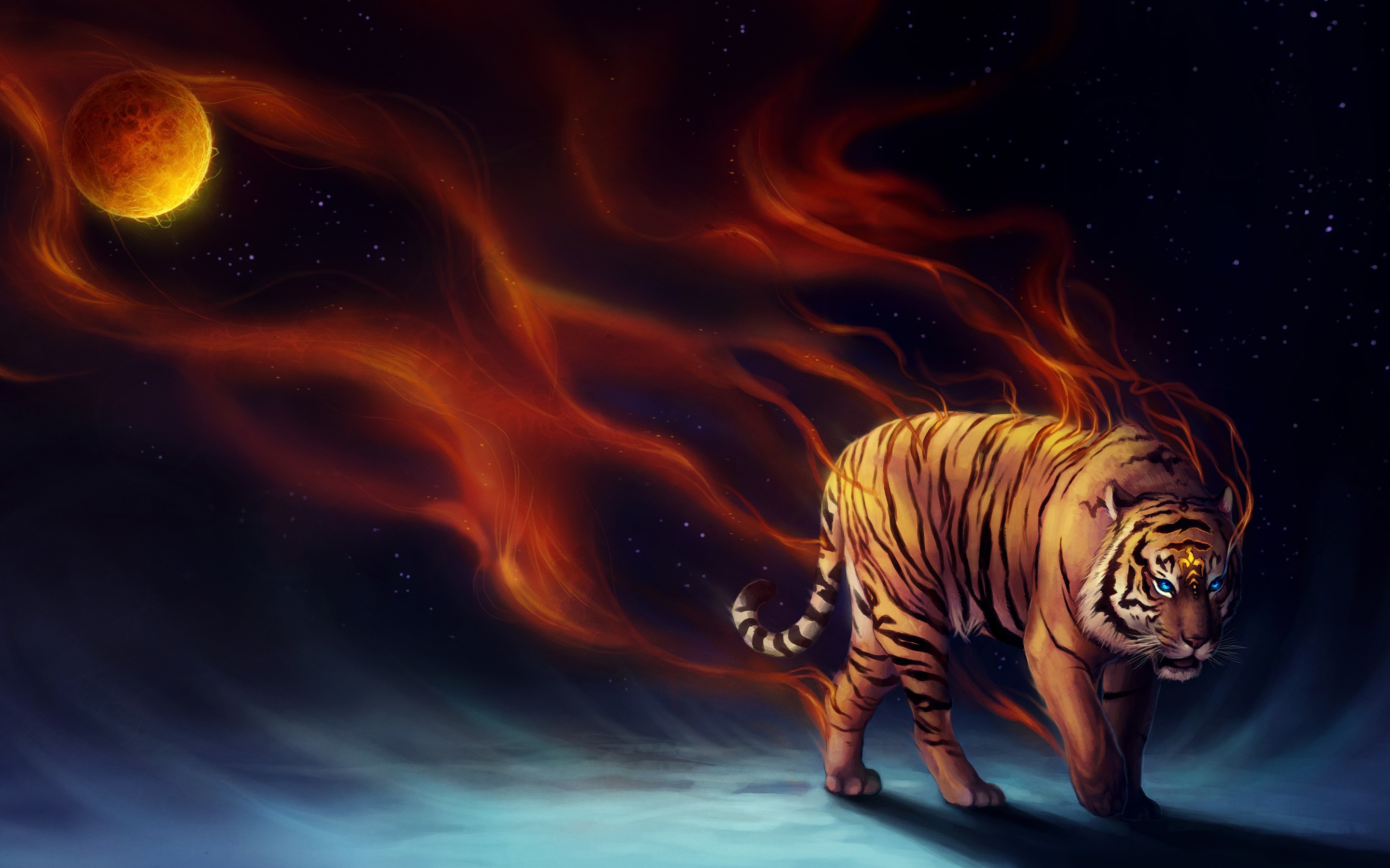 2880x1800 Powerful Tiger Background HD  http://windowsdesktopbackgrounds.com/24505/powerful- 2880x1800