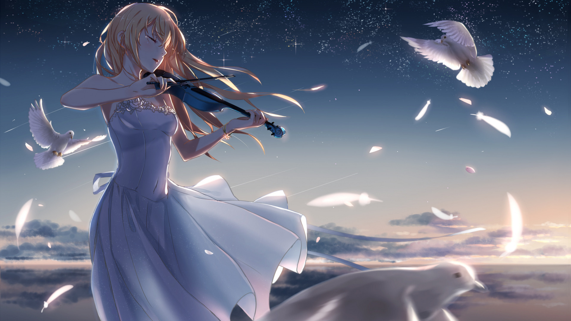 Close miyazono kawori polychromatic shigatsu wa kimi no uso sketch takano  aya wallpaper, 1920x1080, 877933