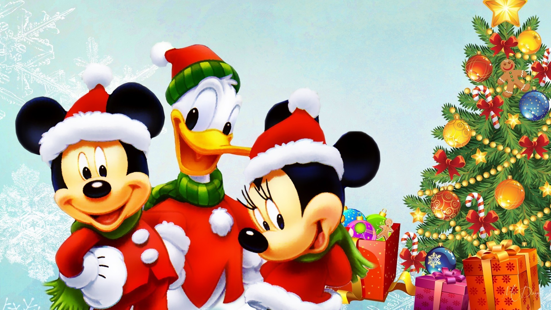 1920x1080 Disney Tree Mickey Presents Duck Donald Christmas Mouse Minnie Gi...