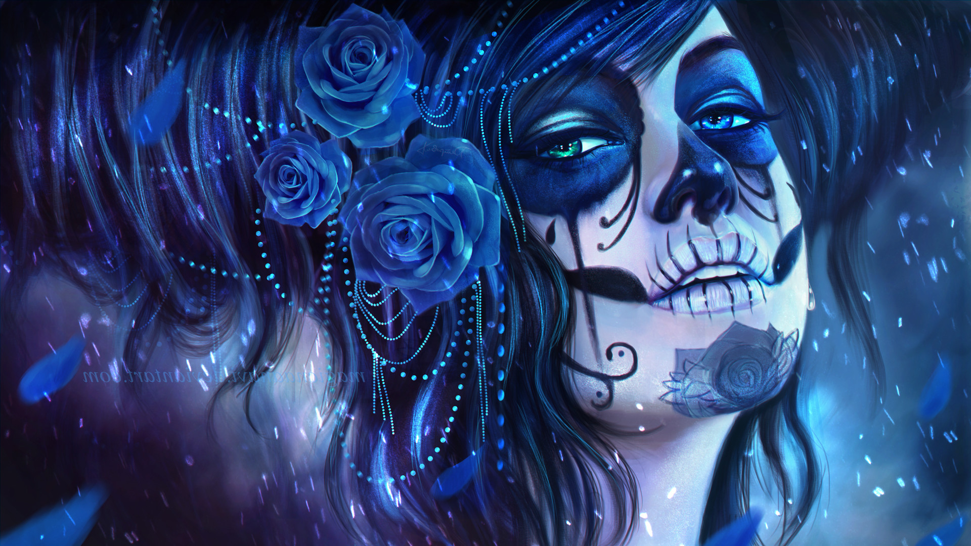Blue Skull Wallpaper by Noxenamor on DeviantArt