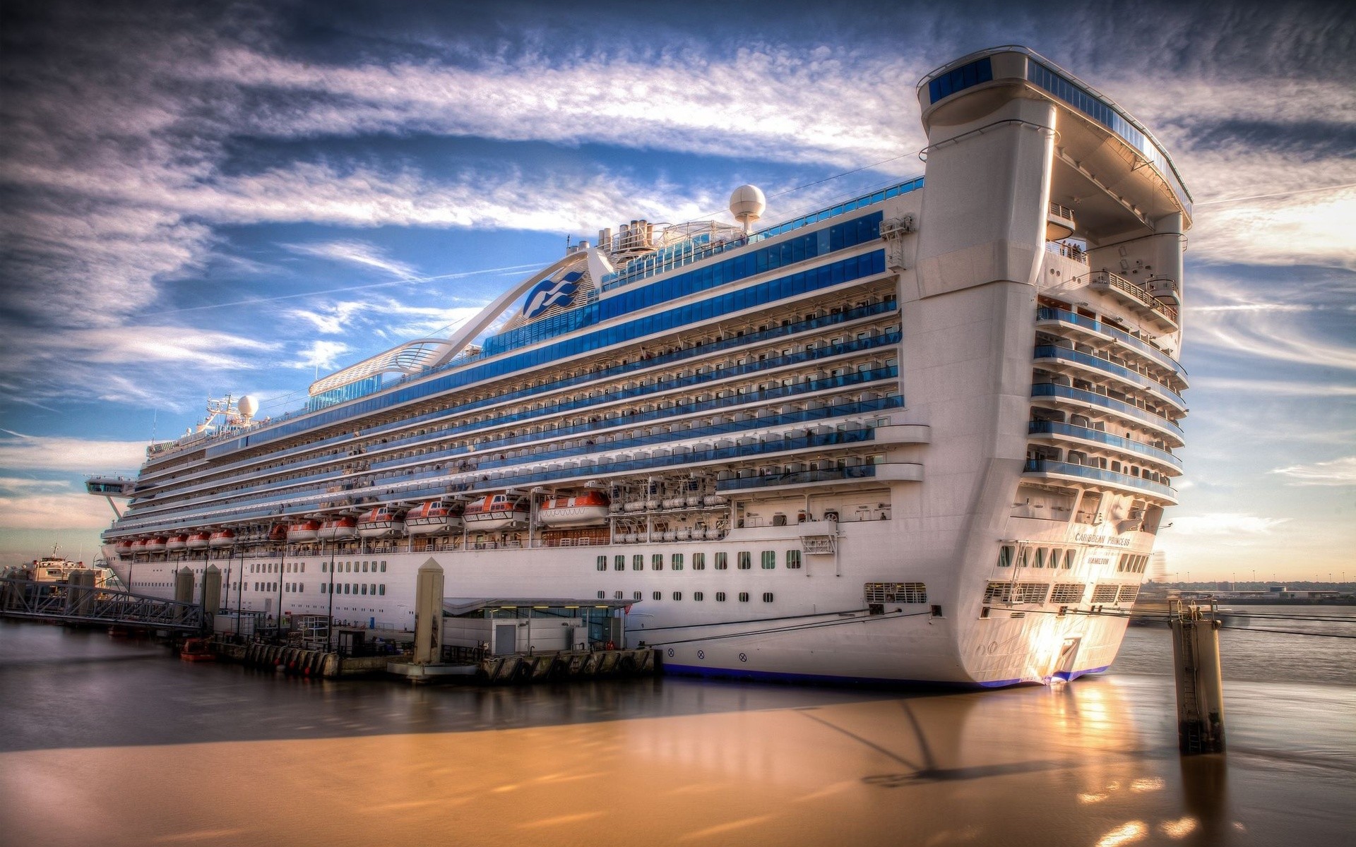 Cruise Ship On Side With Background Of Blue Sky And Clouds HD Cruise Ship  Wallpapers  HD Wallpapers  ID 47004