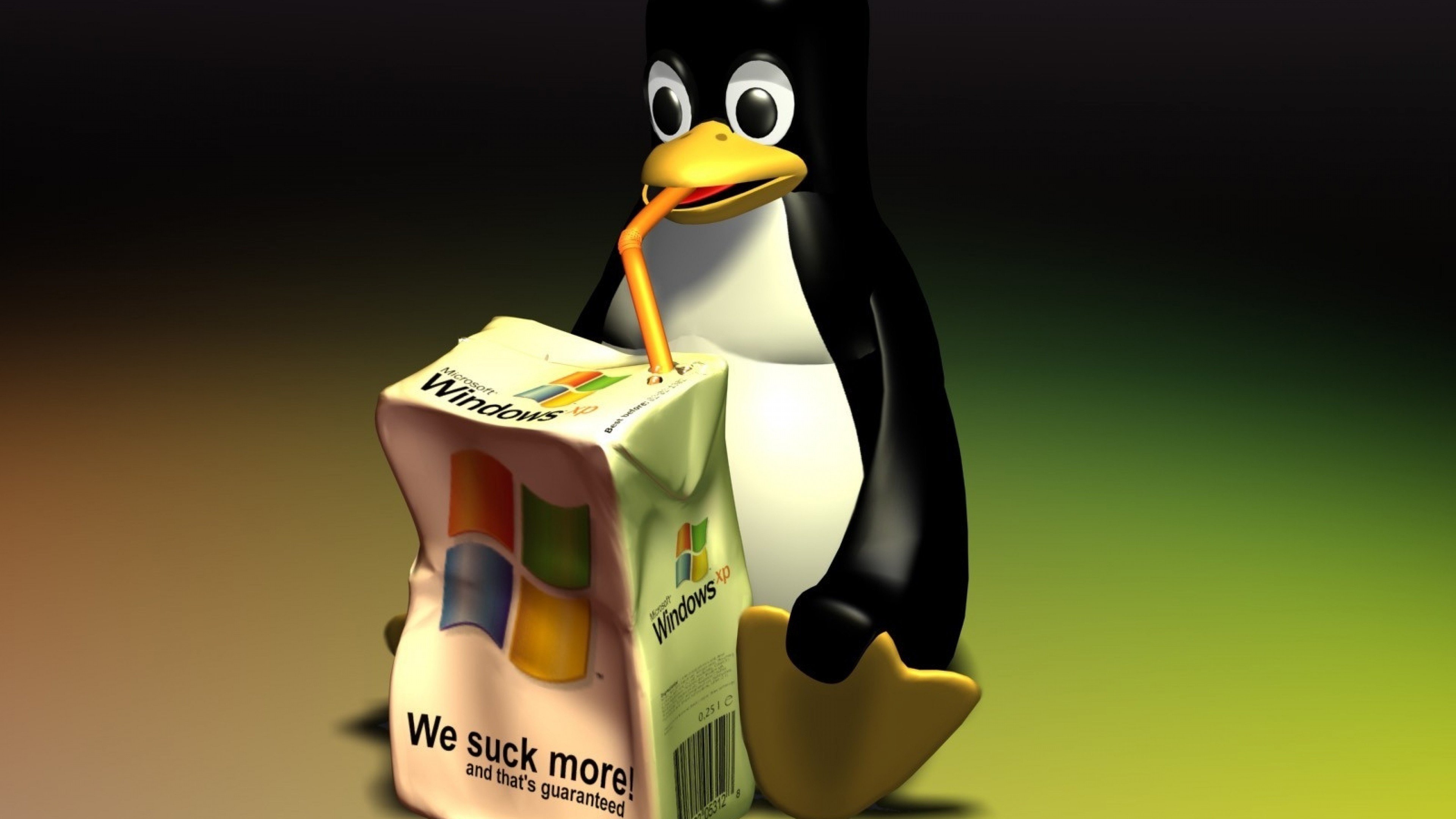 Preview wallpaper linux, juice, windows, white, penguin 3840x2160 3840x2160