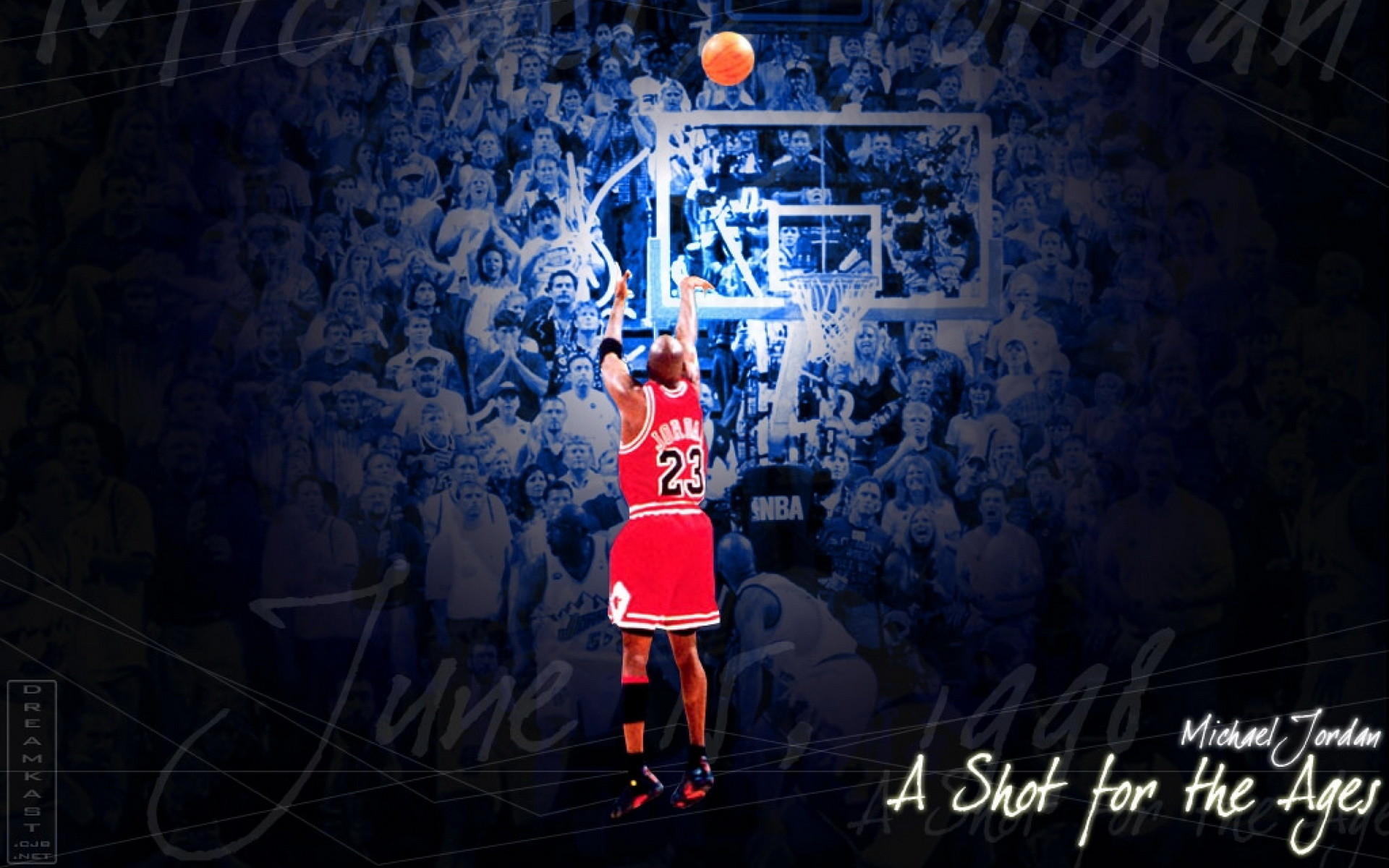 Download Michael Jordan With Jordan Logo Wallpaper