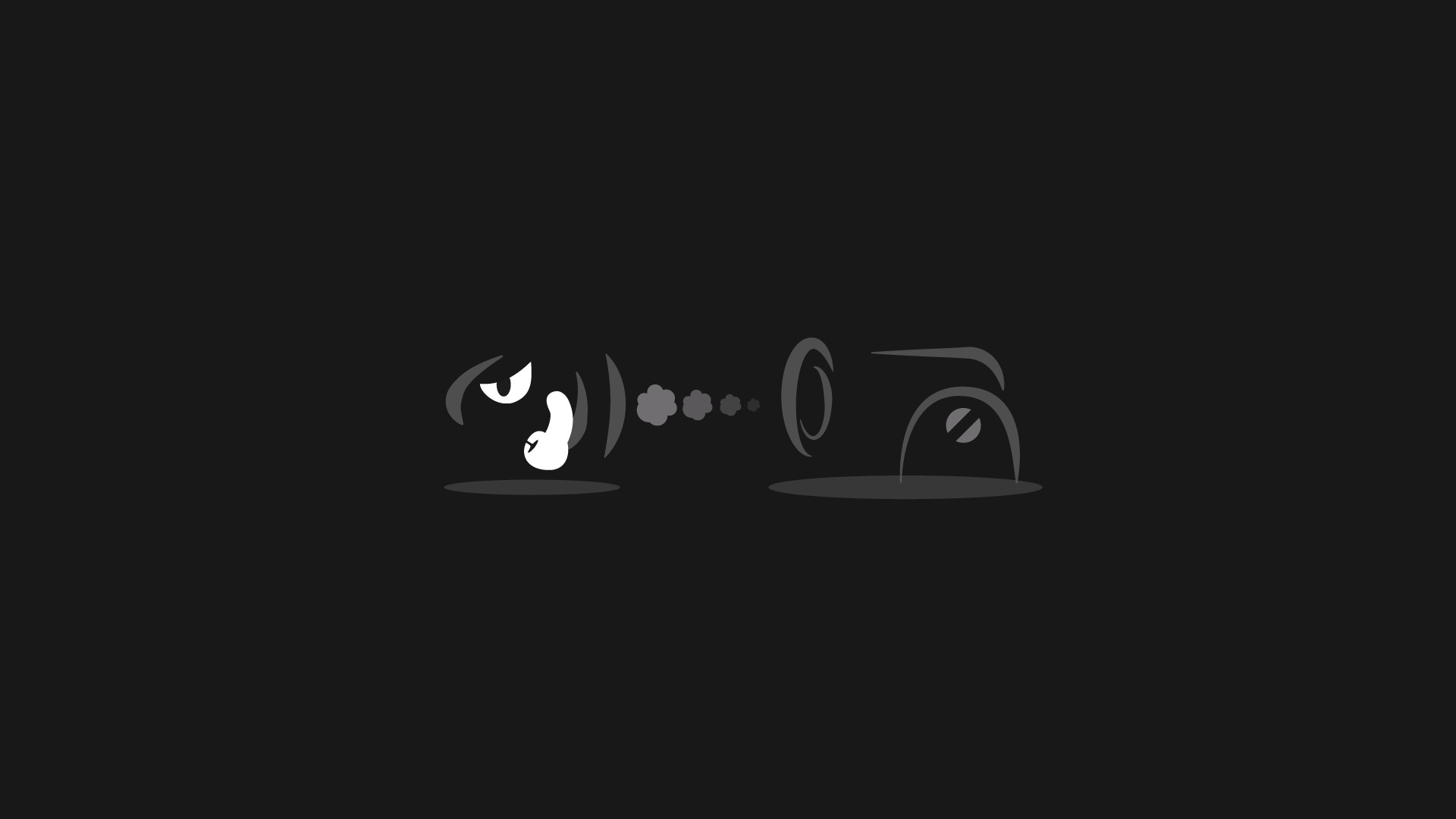 Black desktop wallpaper with a cannon firing a Bullet Bill. 1920x1080