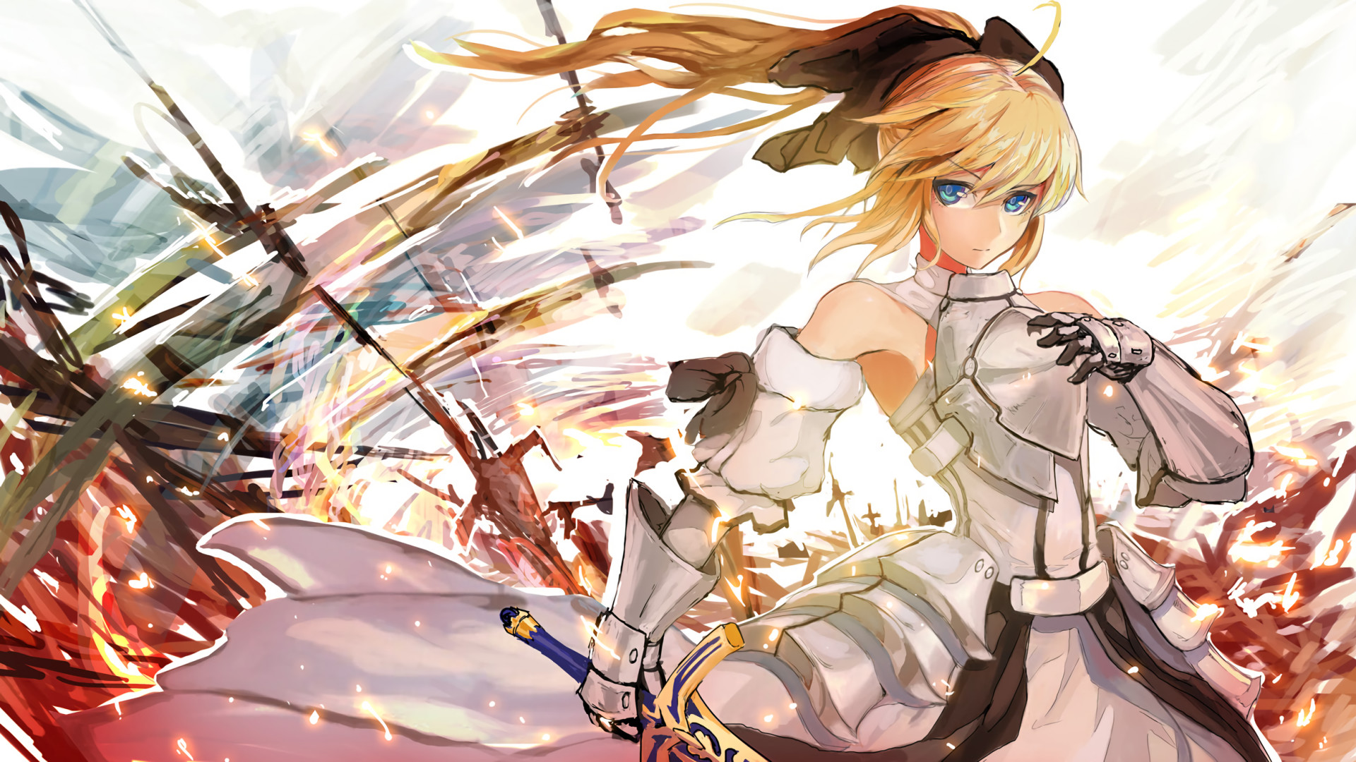 Saber Lily Saber Fate/Stay Artoria Pendragon 1080p HD Wallpaper Background 1920x1080