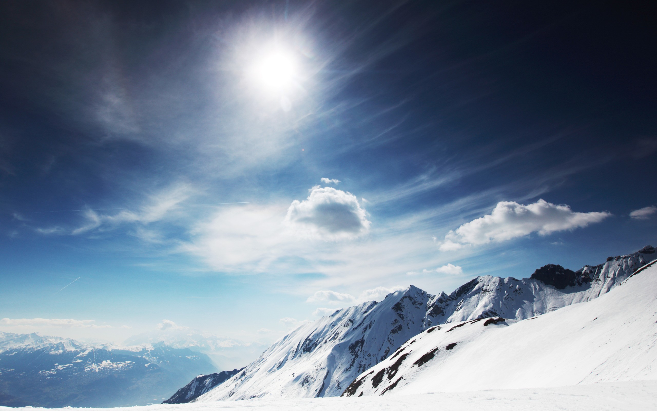 Sunny Snowy Mountains 2560x1600
