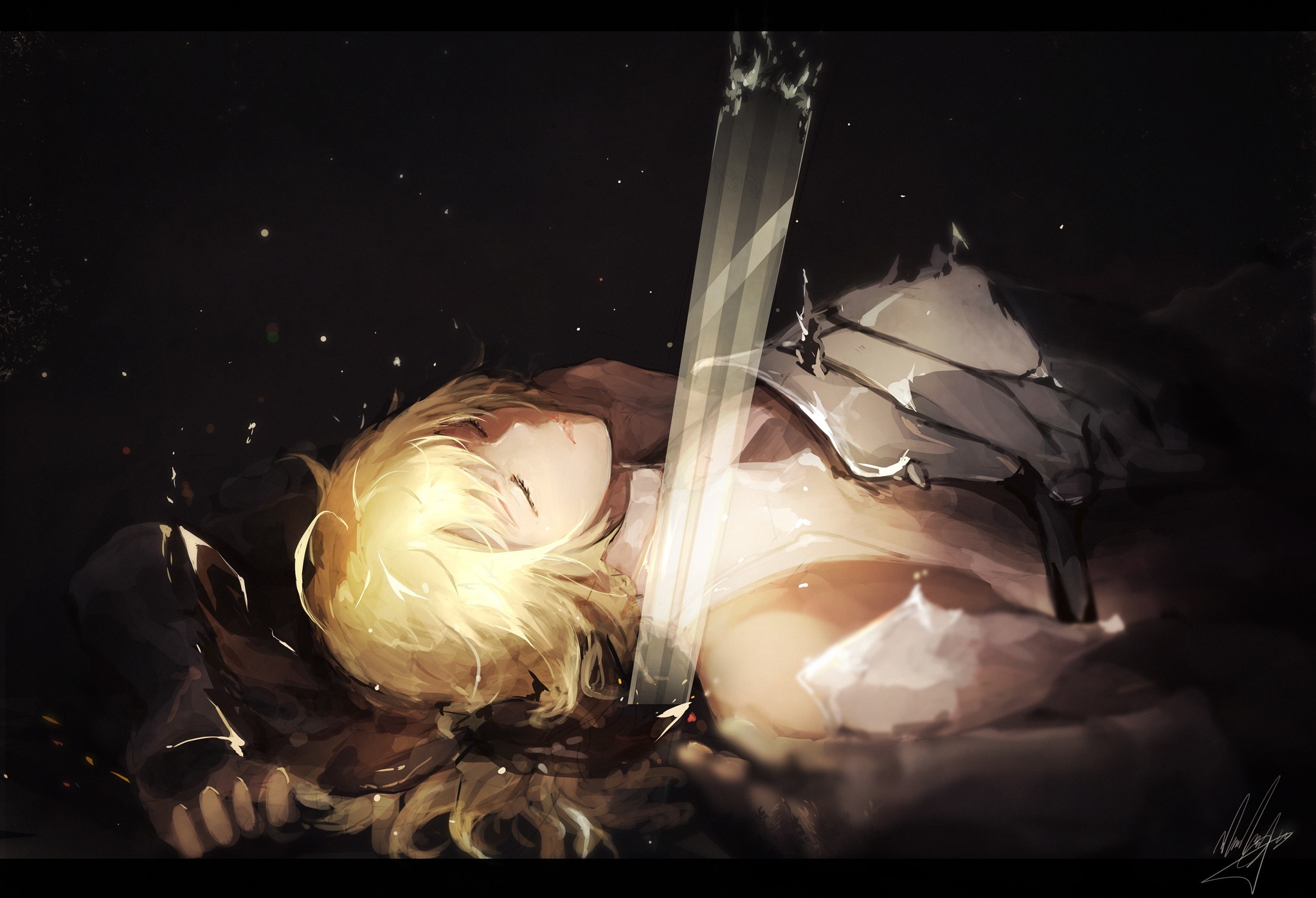 #FateStay Night: Unlimited Blade Works, #Saber Lily, #Saber, #solo, #anime  girls, wallpaper 2047x1398