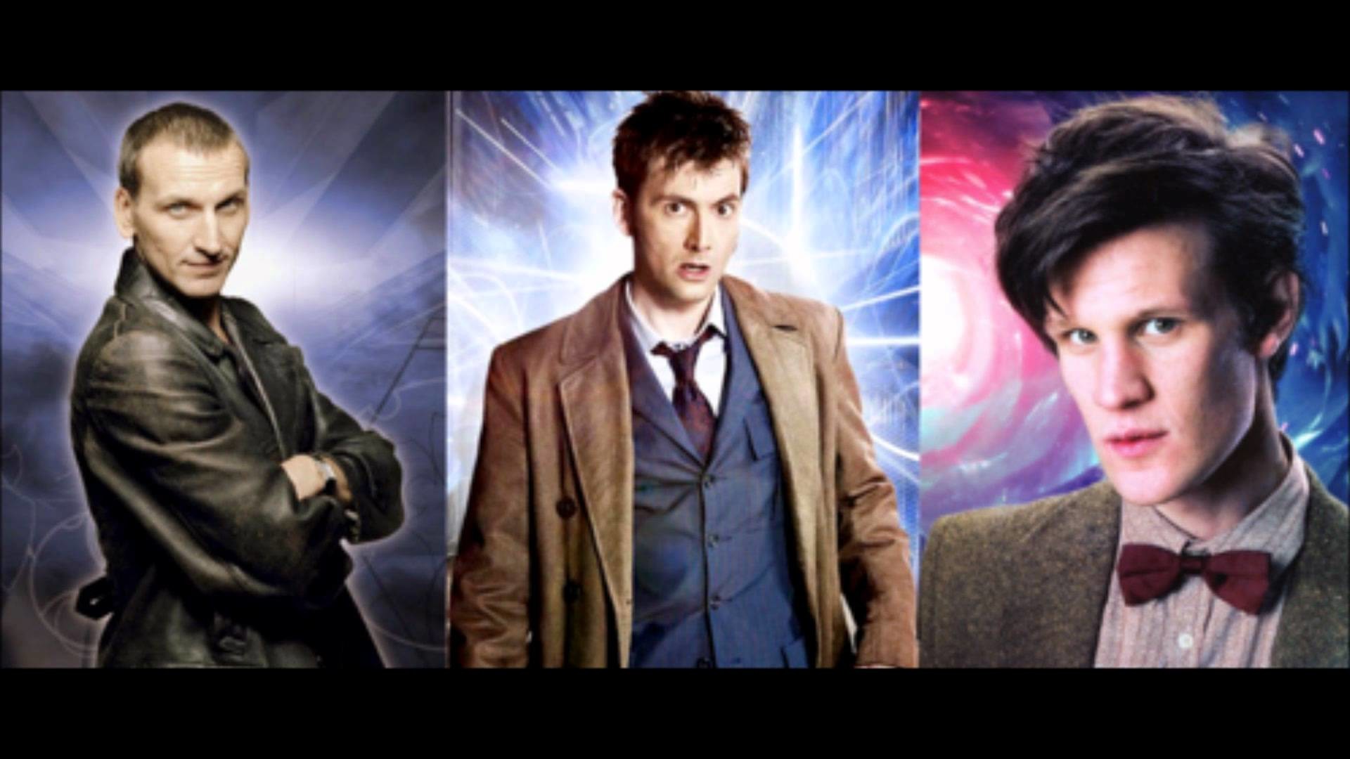 Christopher Eccleston as the Ninth Doctor, David Tennant as the Tenth Doctor,  and Matt 1920x1080