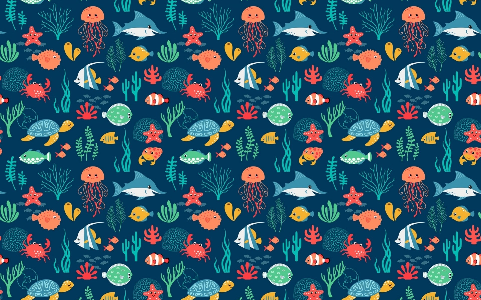 Download Sea Animals Pattern Wallpaper RoyaltyFree Stock Illustration  Image  Pixabay