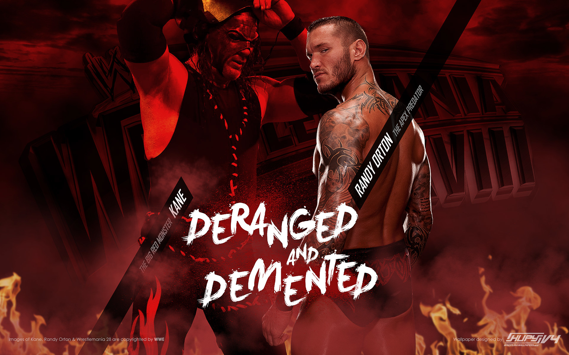 Картинка помни и кейн. Kane and Randy Orton. Tainted Kane. Monster Kane WWE обои на ПК. Обои накачанный Кейн.