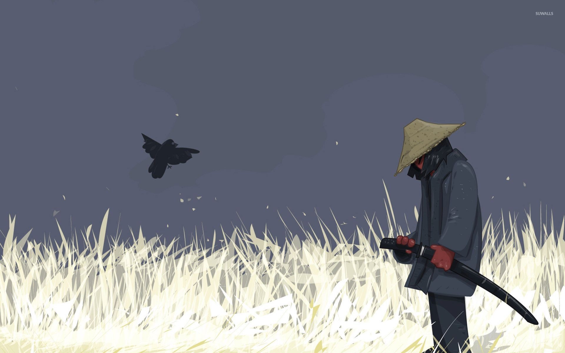 Samurai standing alone on the field wallpaper 1920x1200