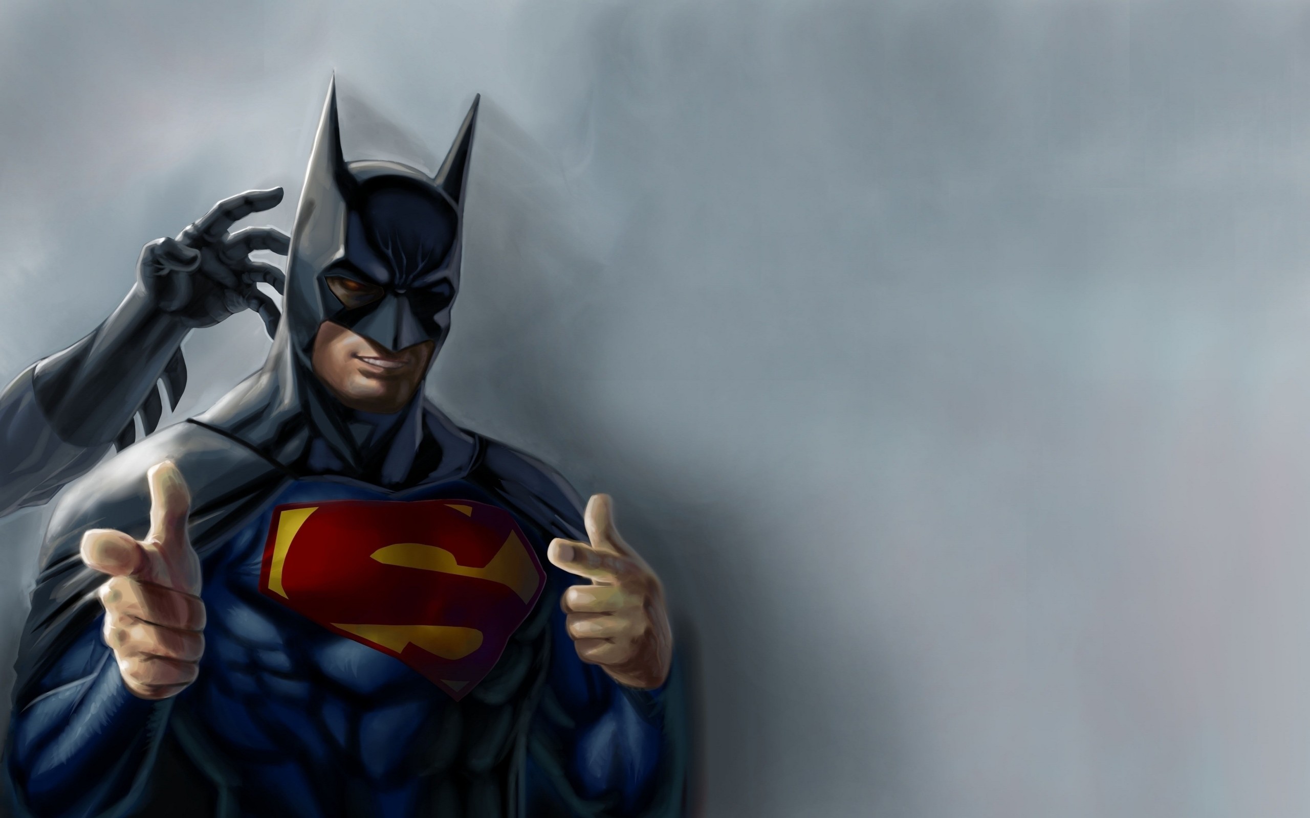 Batman with Superman sign Funny HD desktop wallpaper, Superman wallpaper,  Bamtan wallpaper - Funny no. 2560x1600