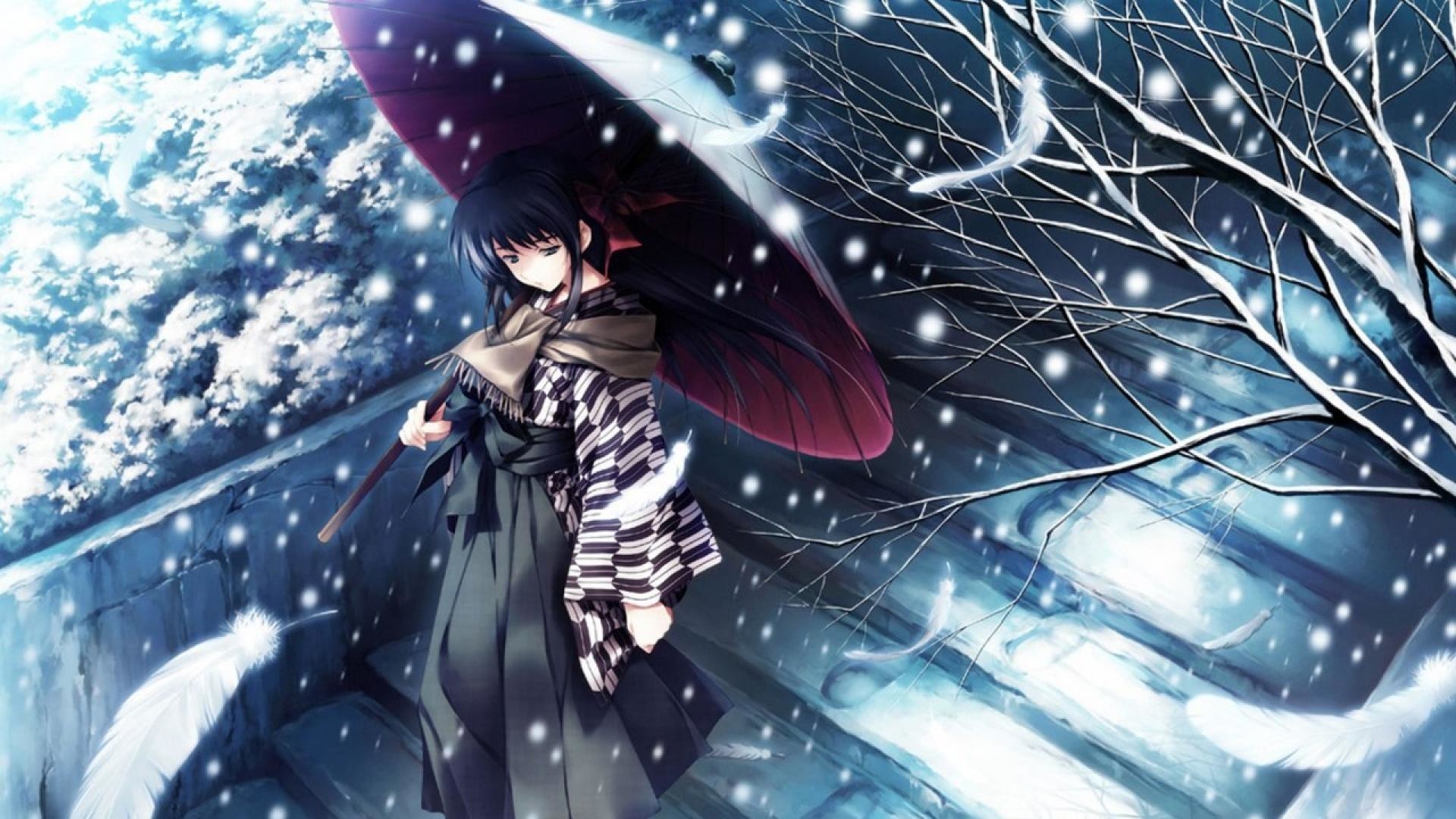 anime snow background