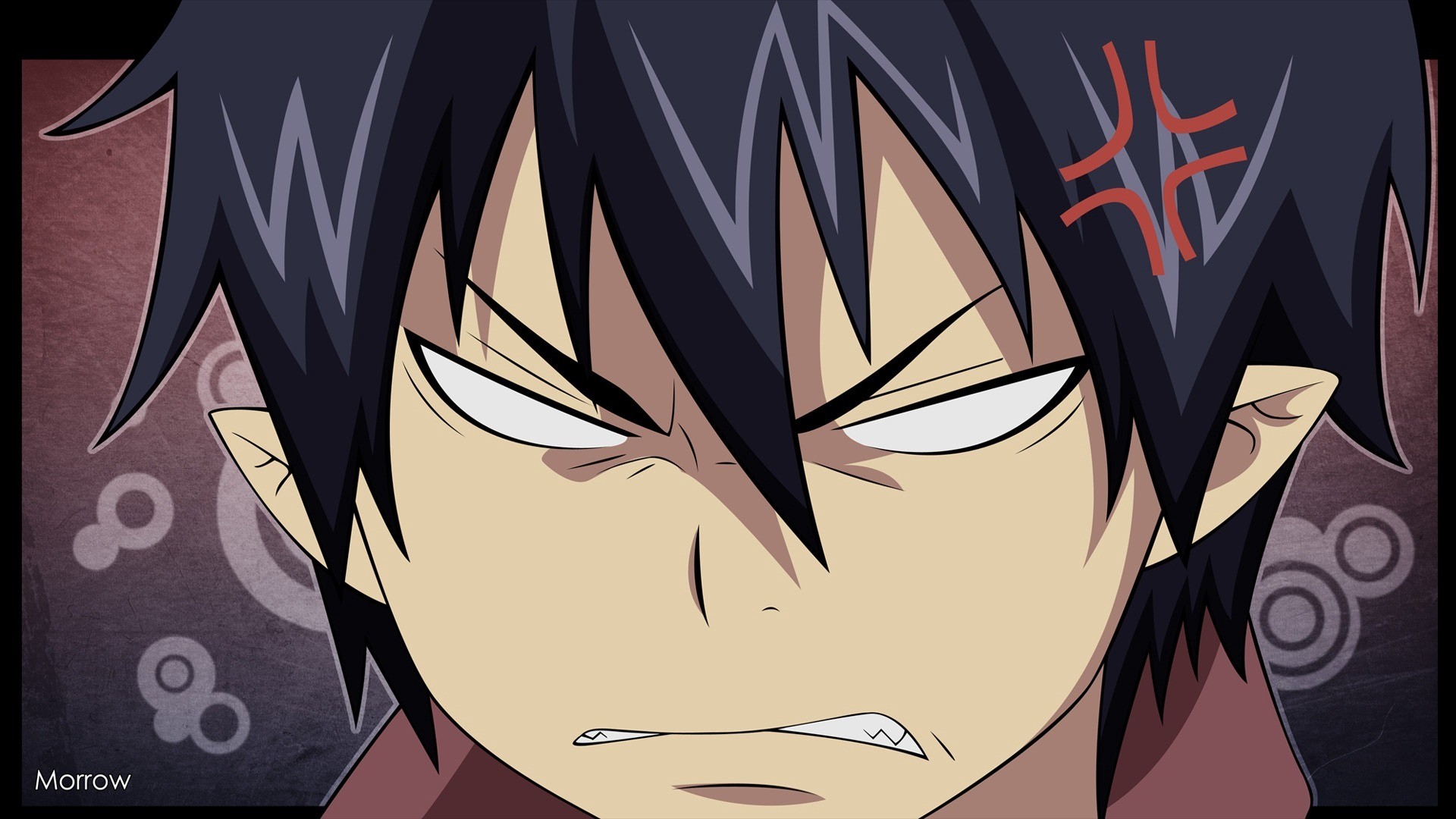 1920x1080 Wallpaper morrow, ao no exorcist, okumura rin, boy, brunette,  bangs 1920x1080