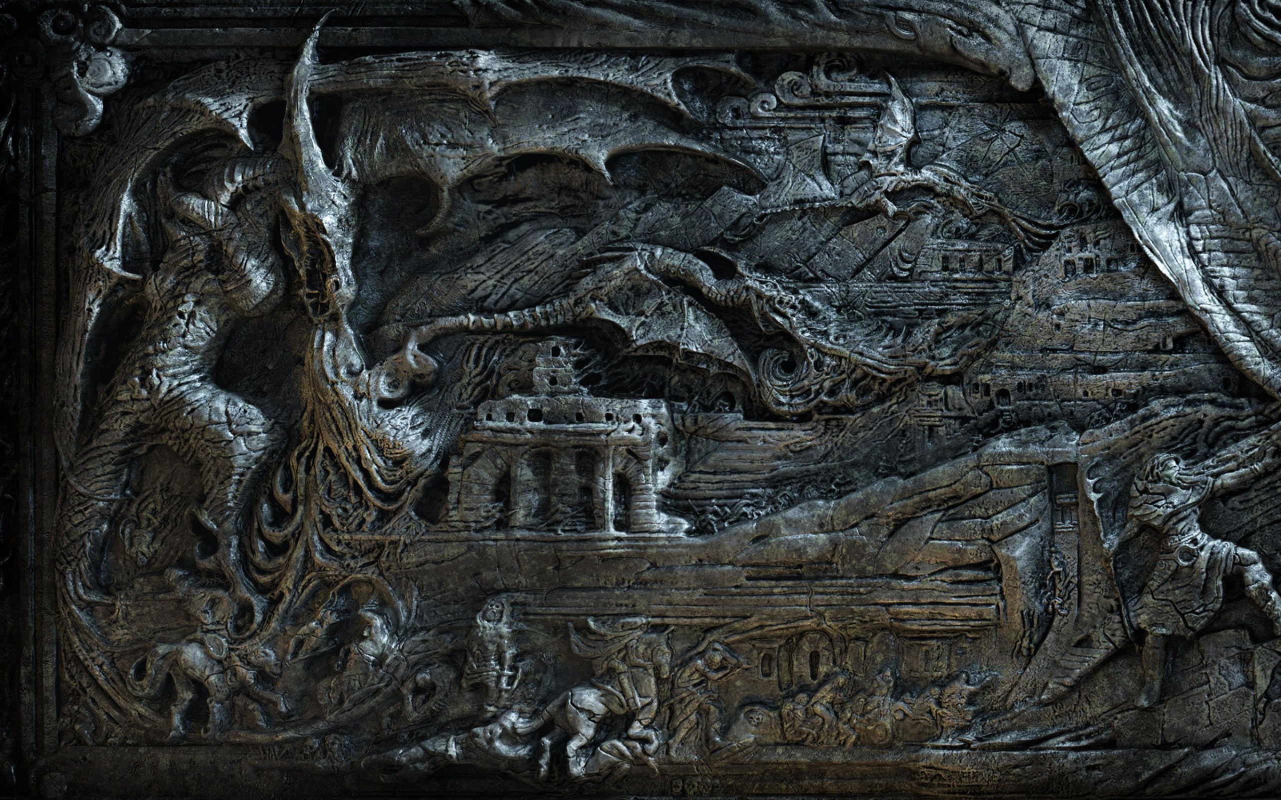 Preview wallpaper the elder scrolls, skyrim, bas, magician, dragon, fantasy  2560x1600 2560x1600