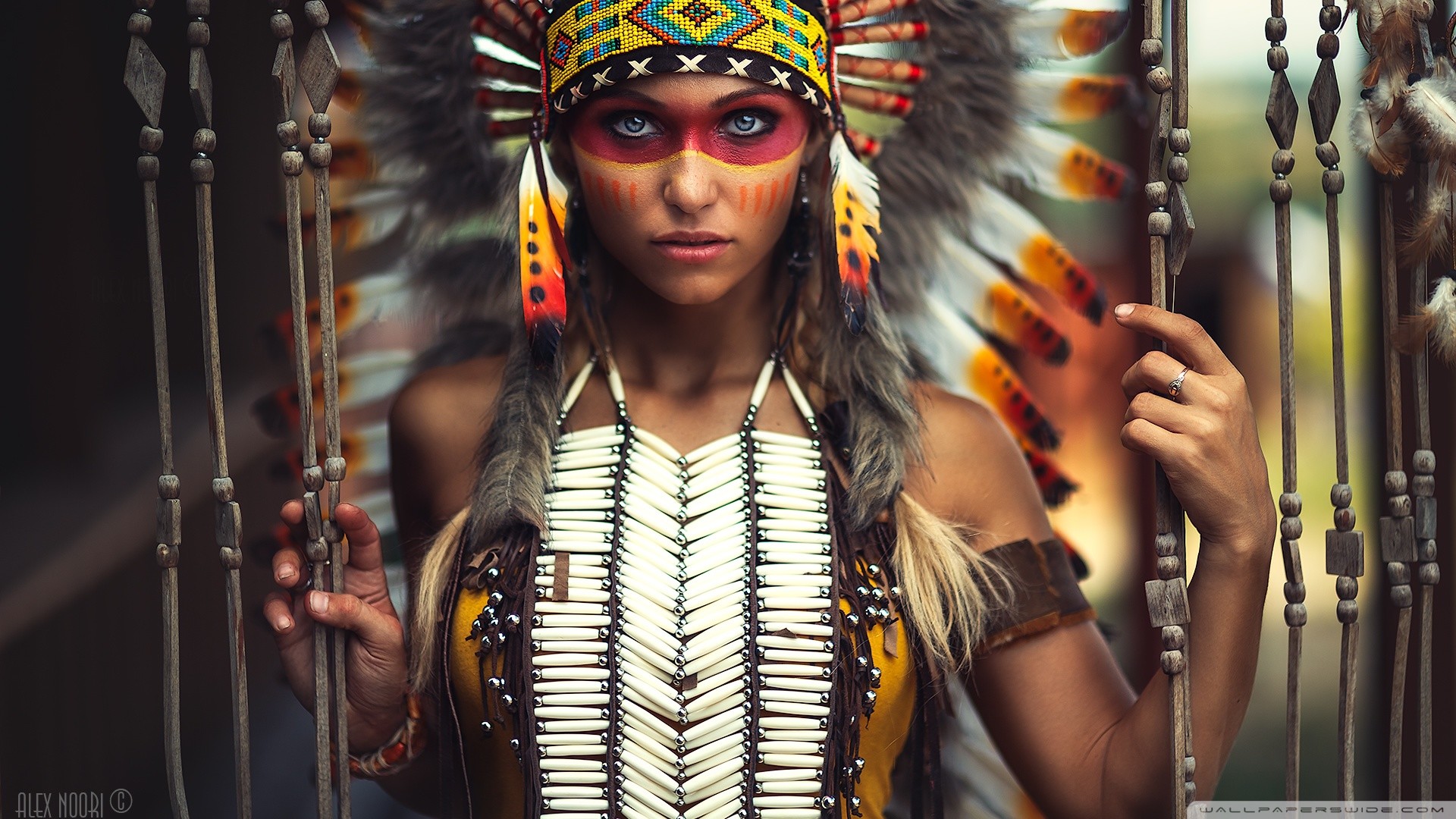 HD wallpaper brown red and white tribal headdress brunette indian hat   Wallpaper Flare