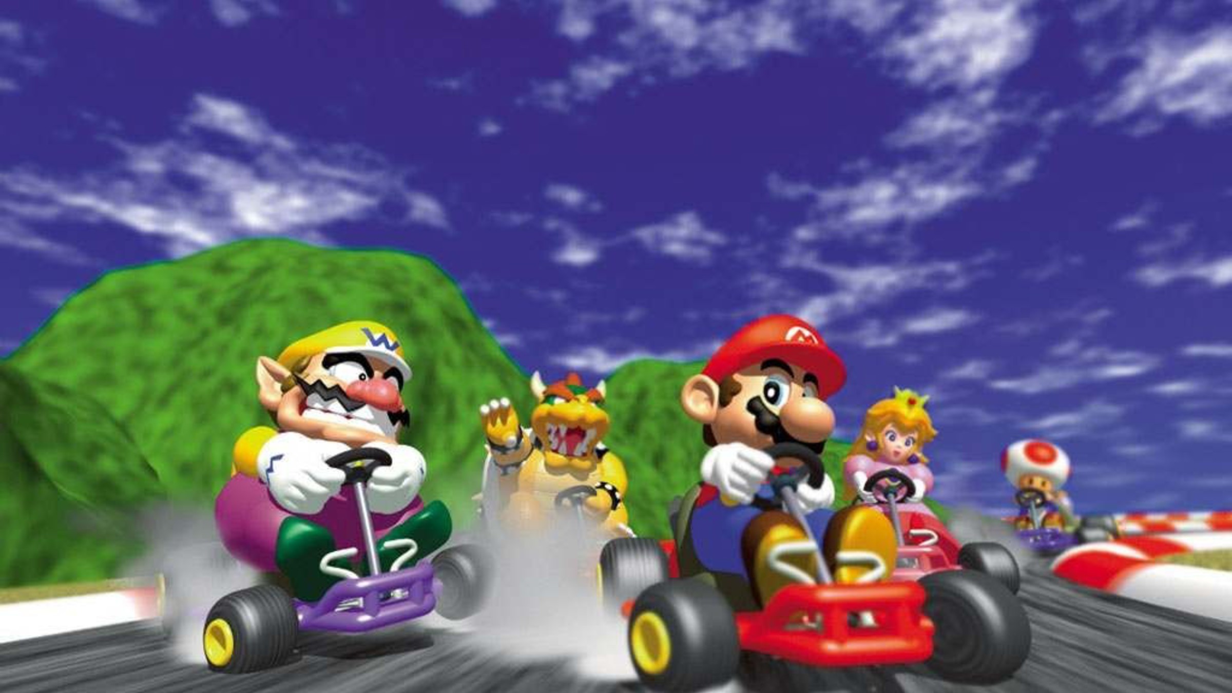 Peach bowser wario toad mario kart 64 wallpaper 2400x1350