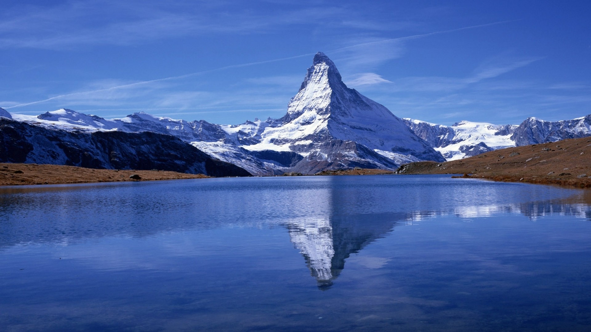 1920x1080 Wallpaper inter, mountain, top, peak, lake, reflection 1920x1080