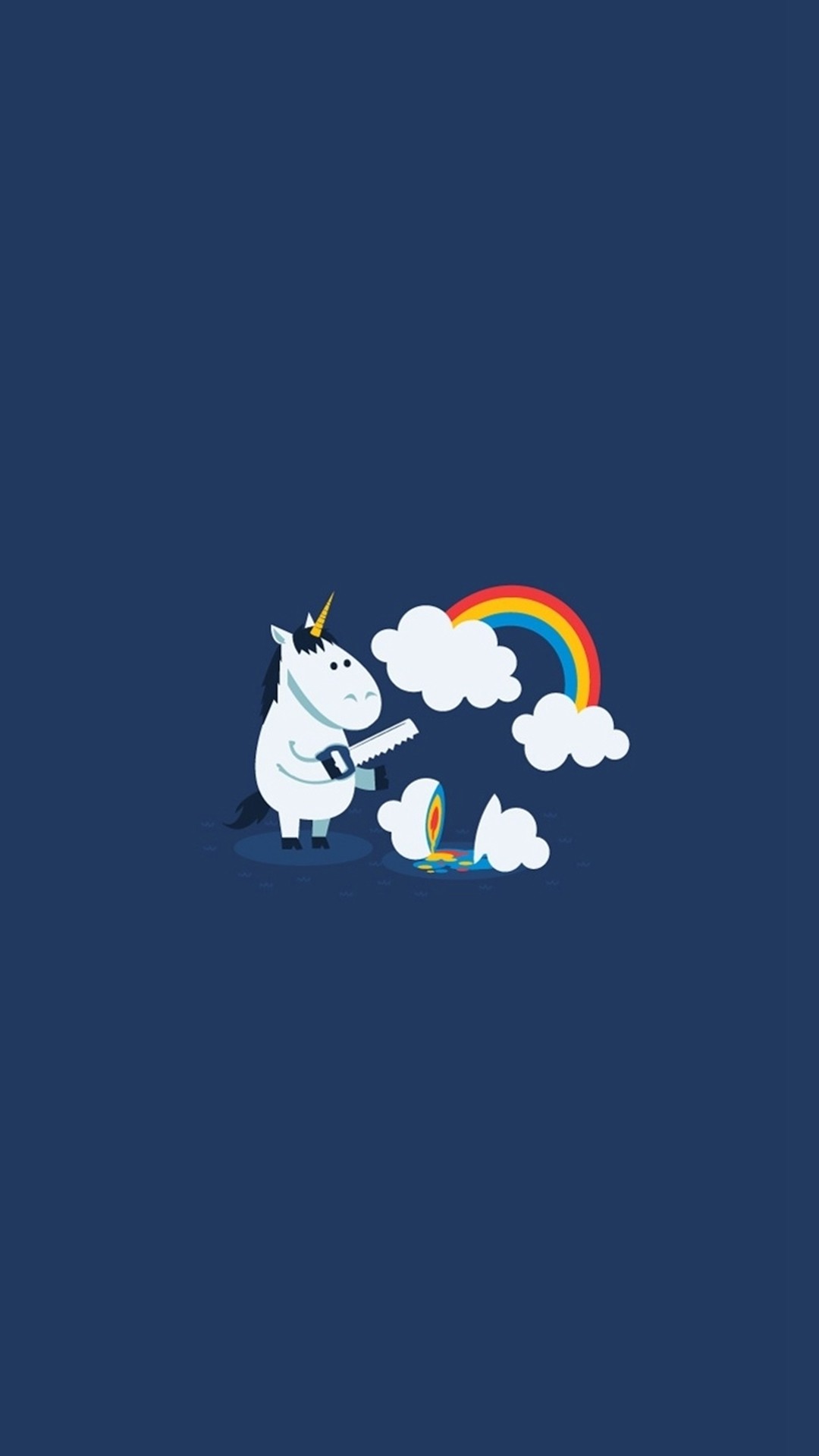 Unicorn Saw Clouds Rainbow Funny iPhone 8 wallpaper 1080x1920