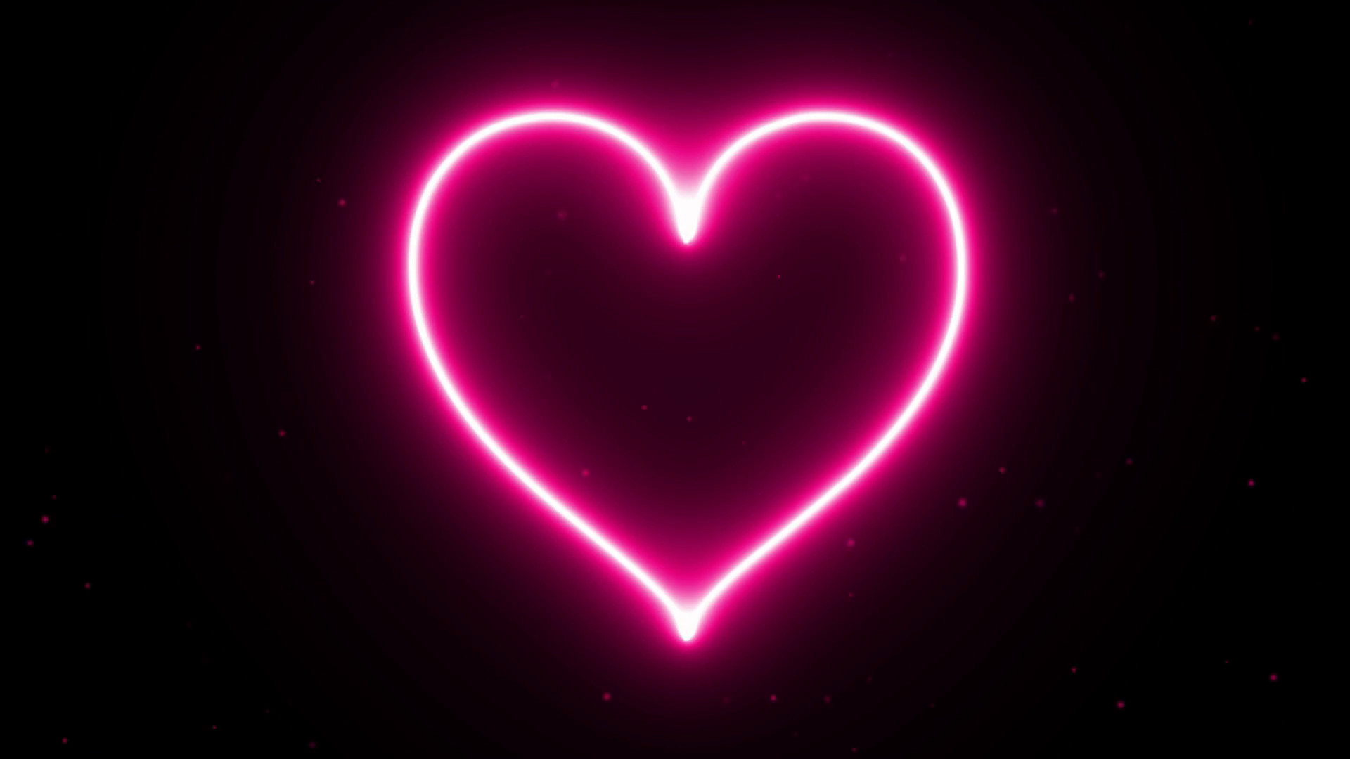 4K Animation appearance pink Heart energy shape flame or burn on the dark  background and fire spark. Motion graphic and animation background. 1920x1080