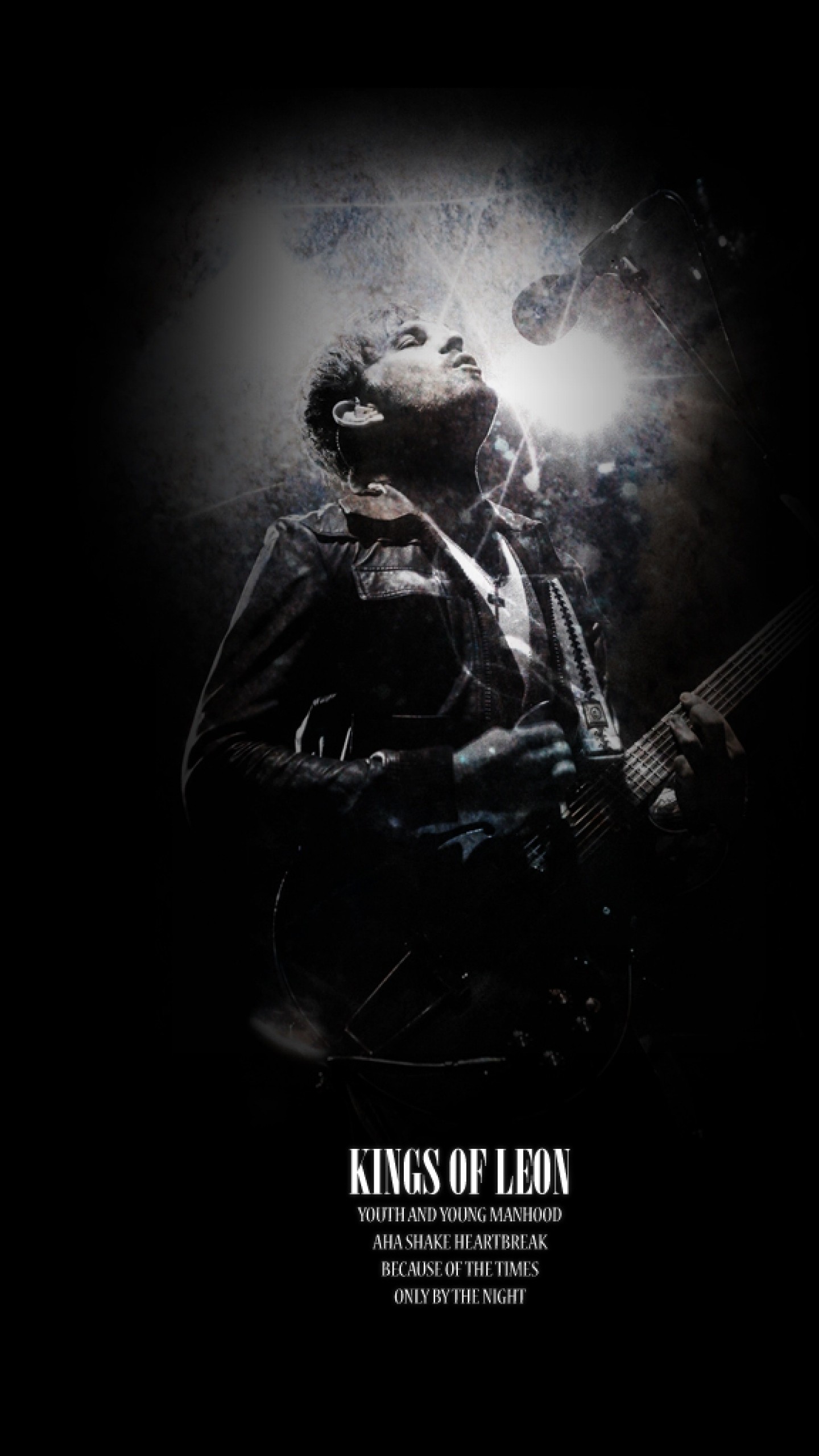 1440x2560 Wallpaper kings of leon, solo, guitar, microphone, light 1440x2560