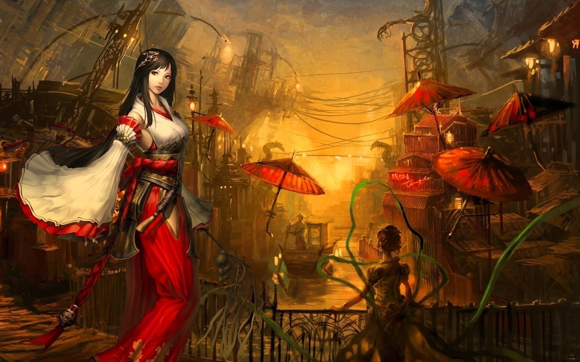 Bild: Japanische Frau Rot-Kimono wallpapers and stock photos. Â« 1920x1200