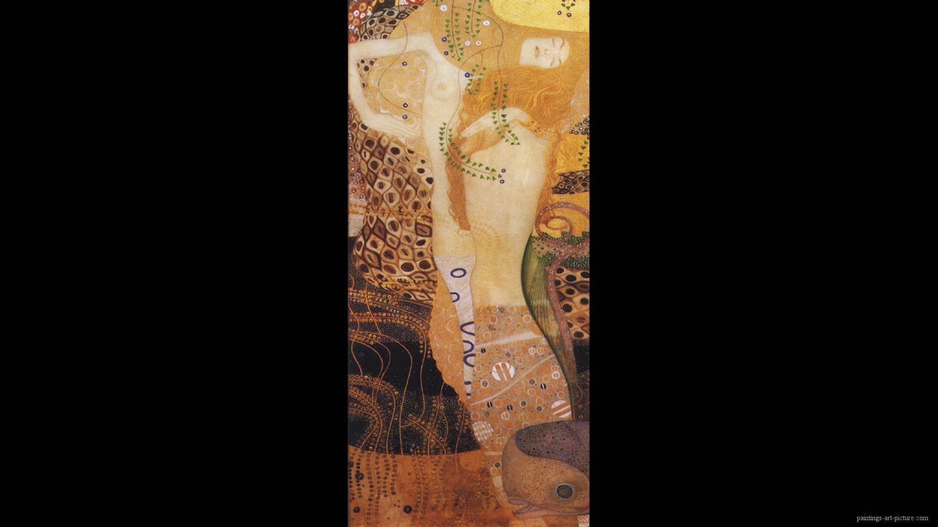 Gustav Klimt Paintings Wallpaper water serpents 1 1907 1920x1080