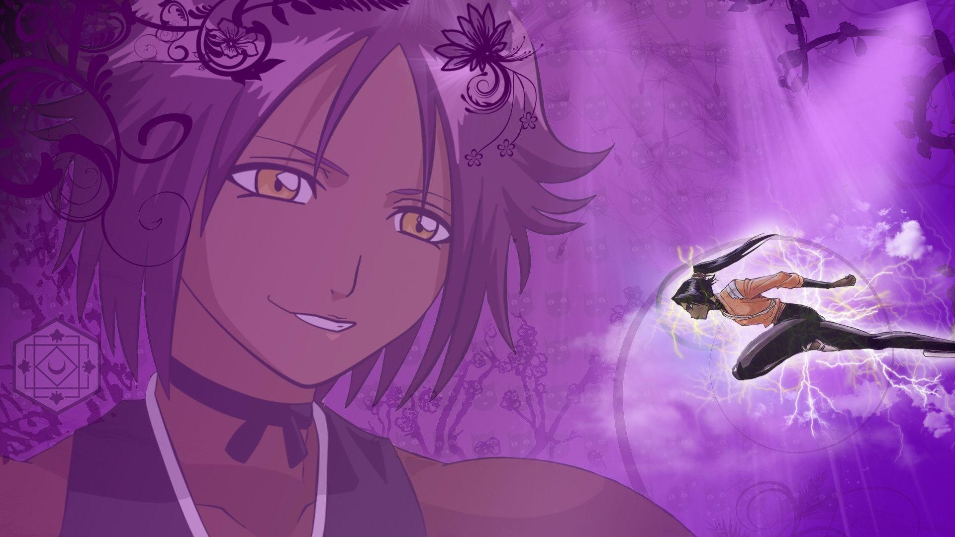 HD wallpaper Shihouin Yoruichi Bleach purple hair  Wallpaper Flare