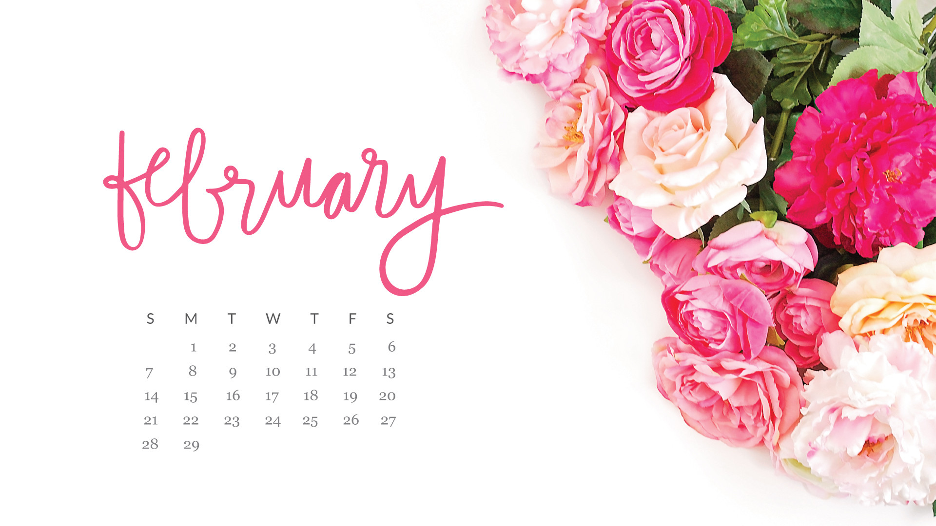 February 2016 Desktop Calendar Wallpaper  Paper Leaf