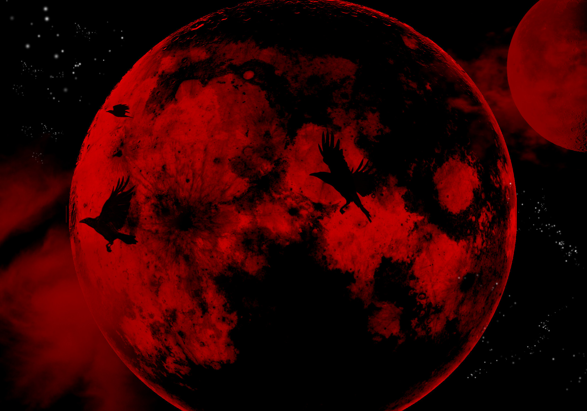 Wallpaper a world full of red, moon, anime desktop wallpaper, hd