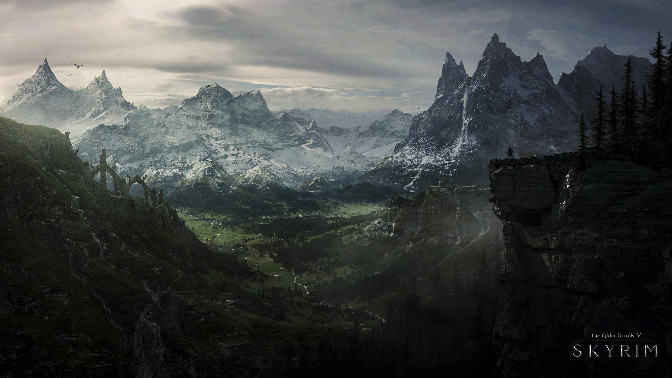 Papeis de parede 2560x1440 The Elder Scrolls V: Skyrim Cavalo Tenegrin Jogos  Fantasia baixar imagens