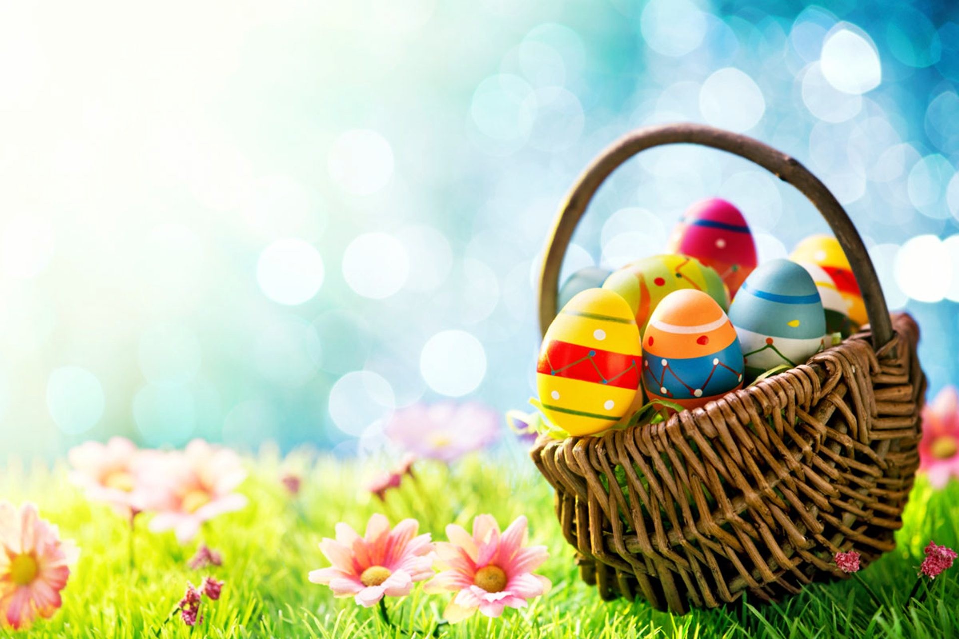 Easter eggs basket Easter eggs HD desktop wallpapers 1920x1280
