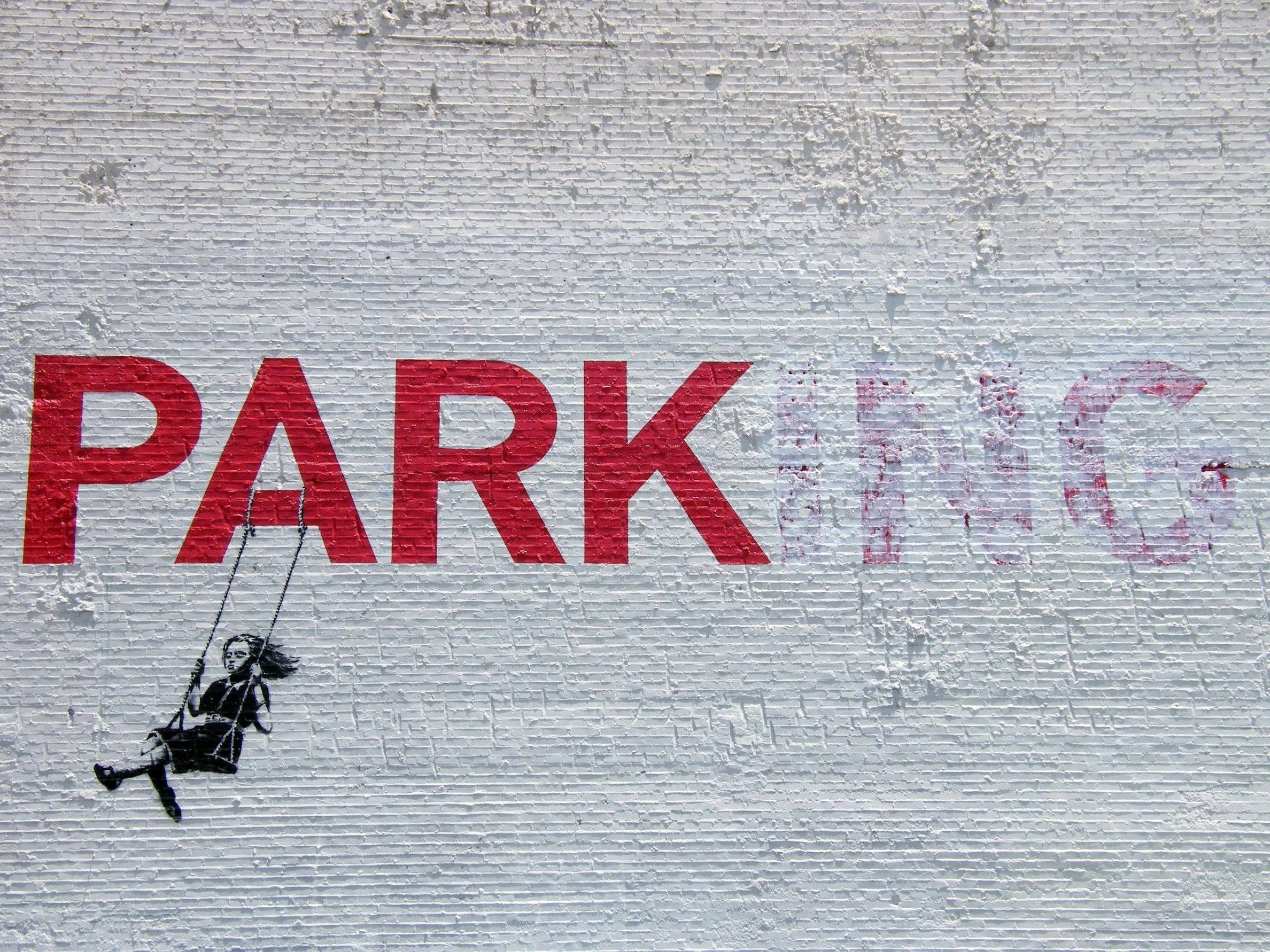 Graffiti, the park, the artist Banksy wallpapers and images . 2376x1782