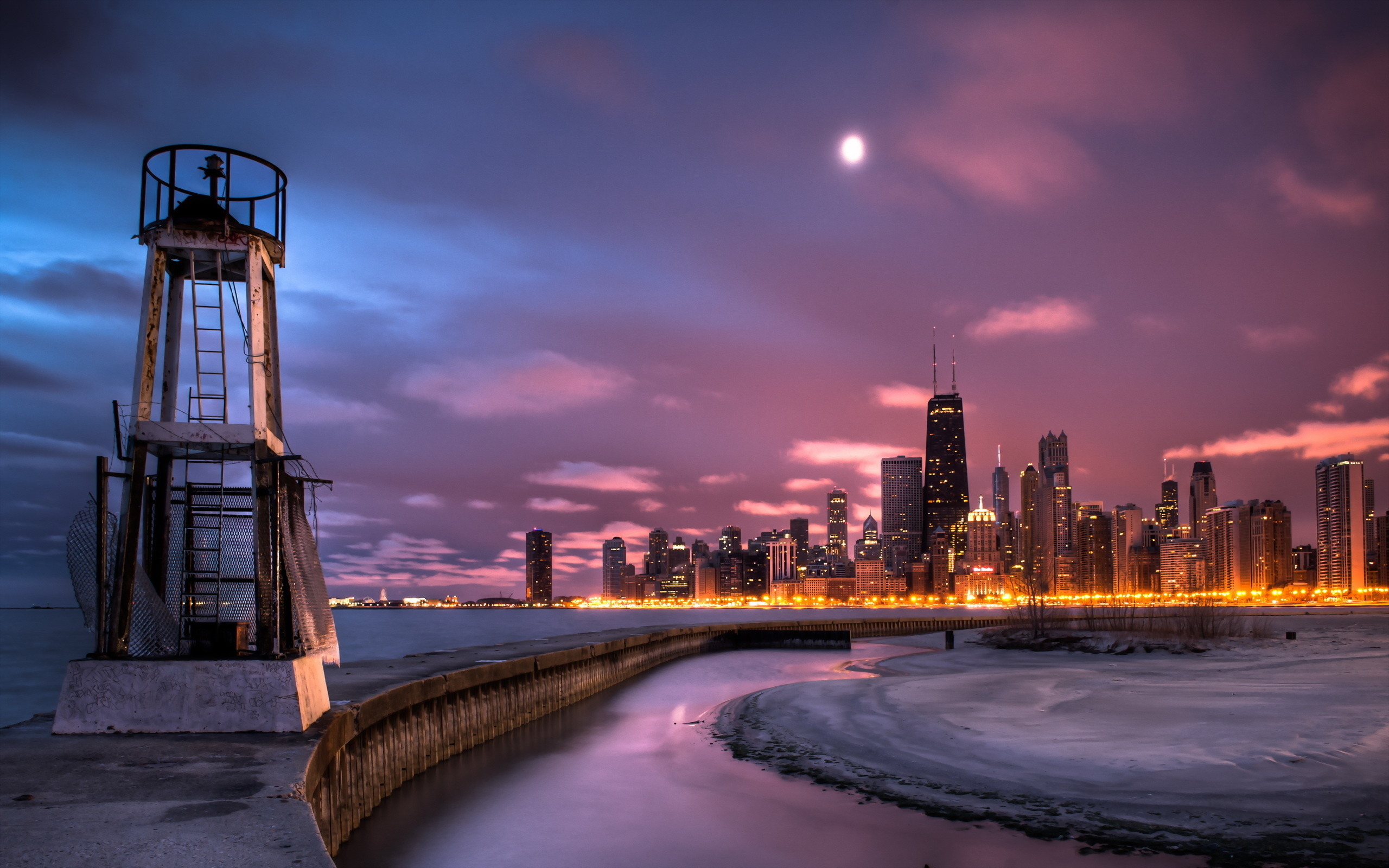 City chicago night panorama sky skyline HD phone wallpaper  Peakpx