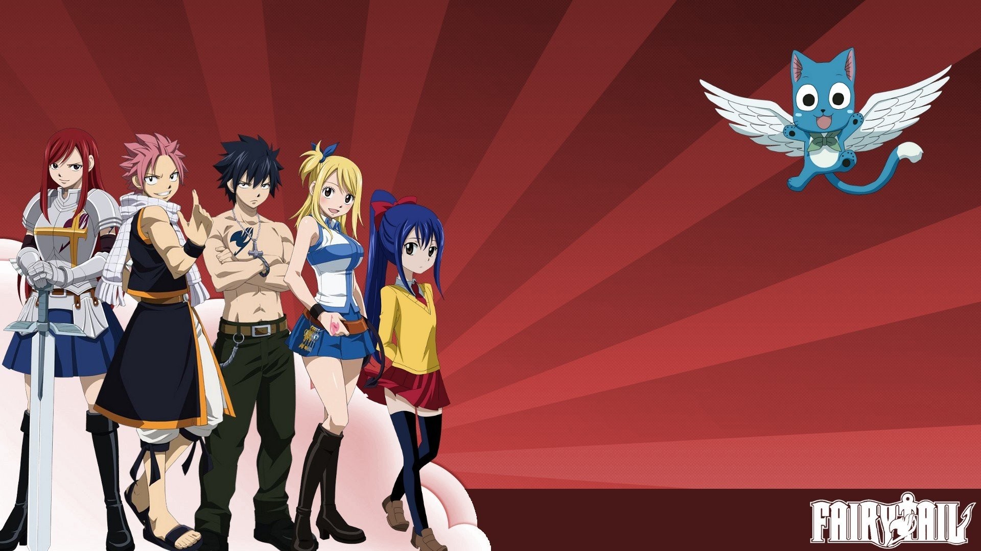 Fairy Tail Scarlet Erza Dragneel Natsu Fullbuster Gray Heartfilia Lucy  Marvell Wendy 1920x1080