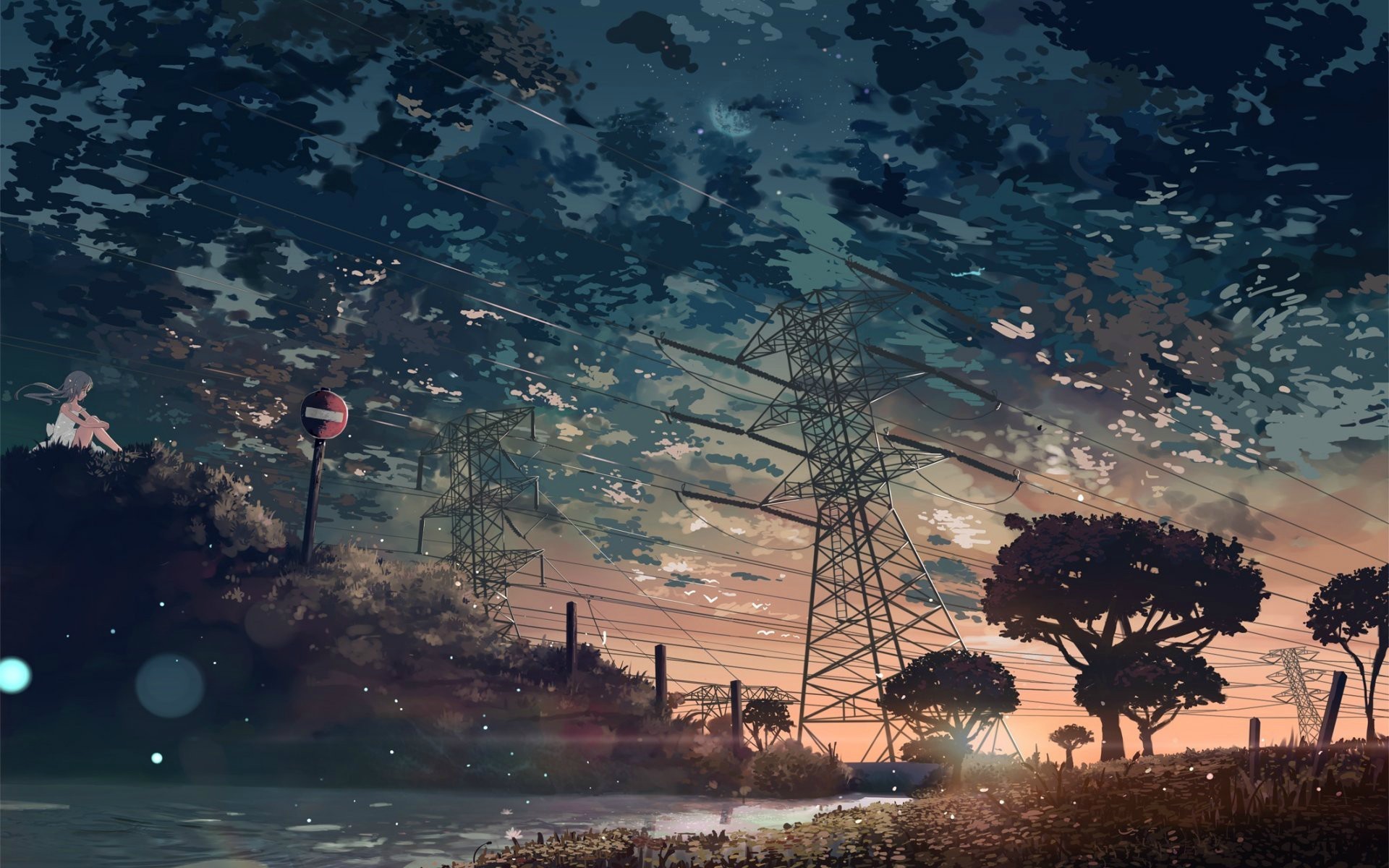 Night Scenery Anime Windows 10 theme DarkLight mode  108themescom