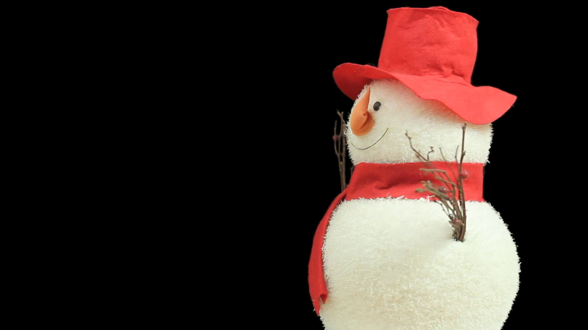 White snowman on black background, red hat and a red scarf, rotating in a  seamless loop on black background, left room for copy Stock Video Footage  ... 1920x1080