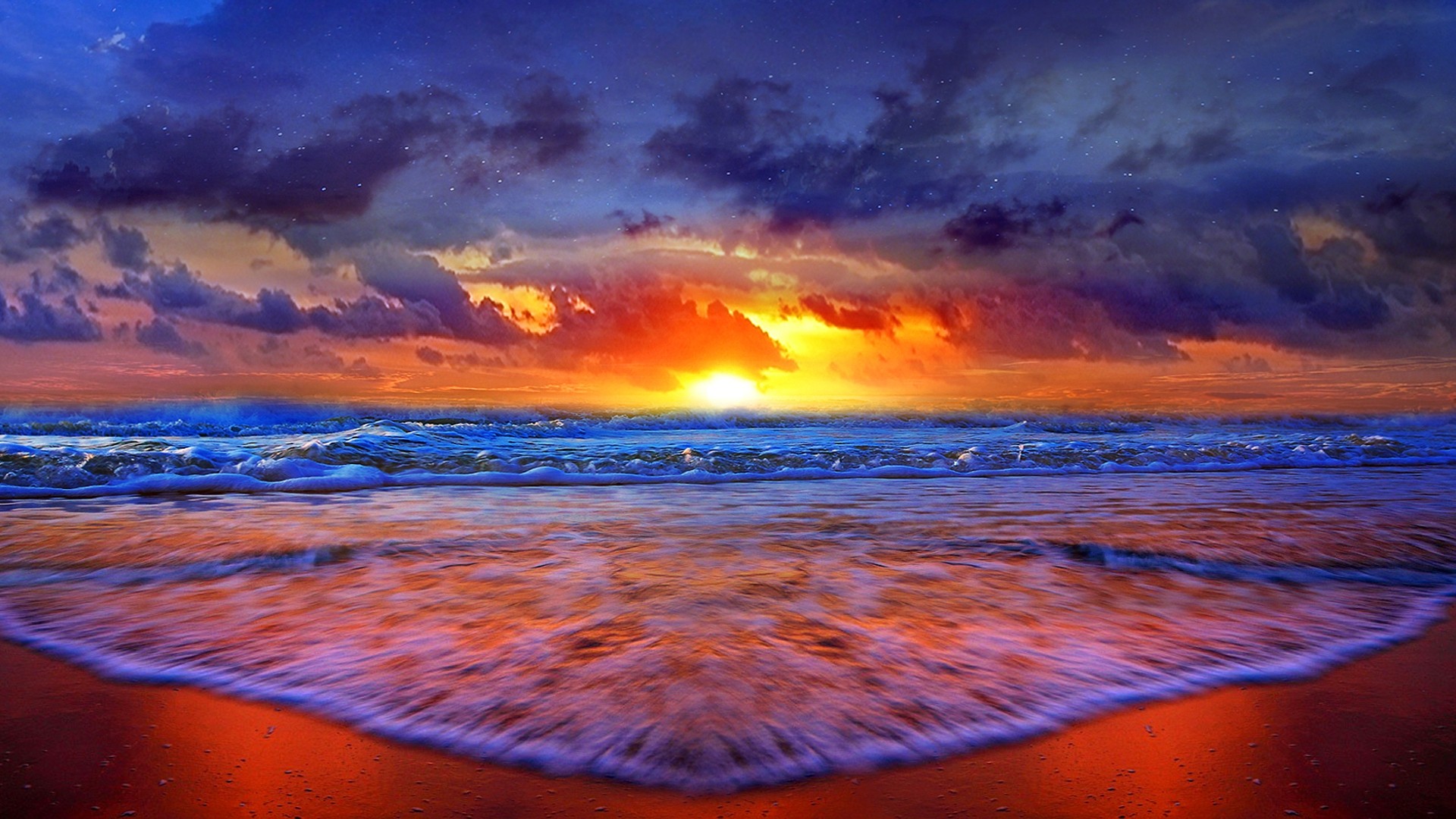 Sunrise  Sunset Over The Ocean Computer Desktop Wallpaper